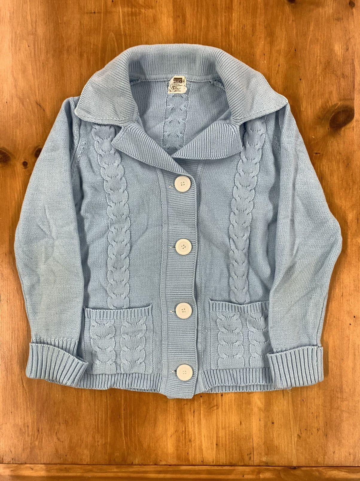 Vintage Vintage 90s Blue Cableknit Cardigan Size US M / EU 48-50 / 2 - 2 Thumbnail