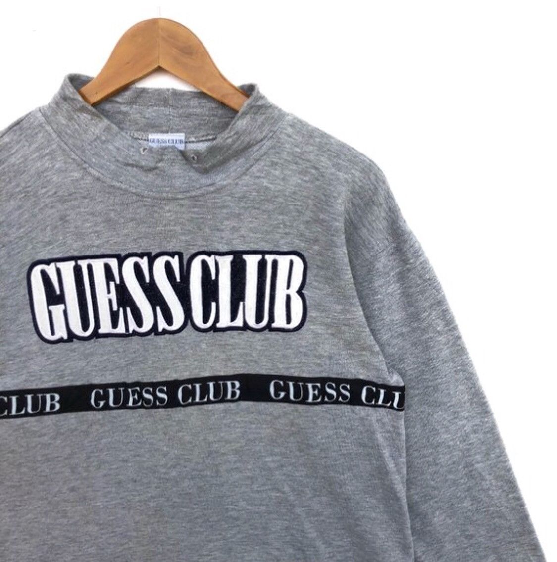 Rare! Guess Club Sweatshirt Silver Colour Big Logo Spell Out