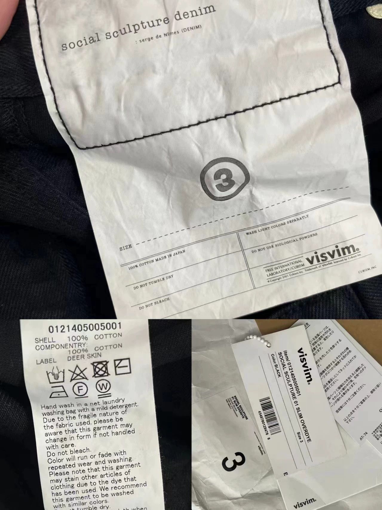 Visvim Visvim 21aw SPOT limited Social Sculpture 01SLIM OverDye readymade garments heavy dyed black cattle Size US 34 / EU 50 - 7 Thumbnail