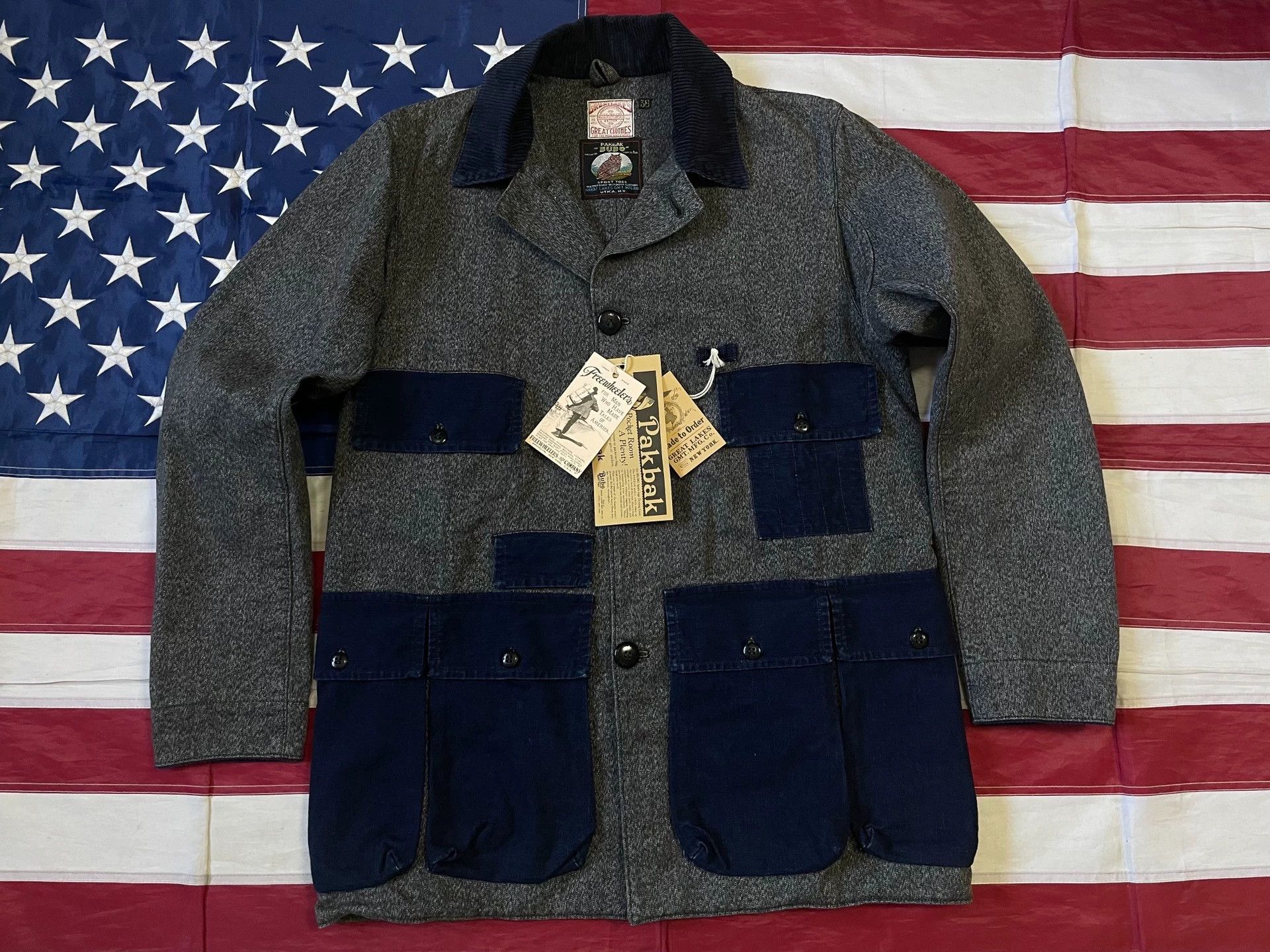 Freewheelers Freewheelers Heavy pepper, salt and blue dyed hunting clothes Size US M / EU 48-50 / 2 - 3 Thumbnail