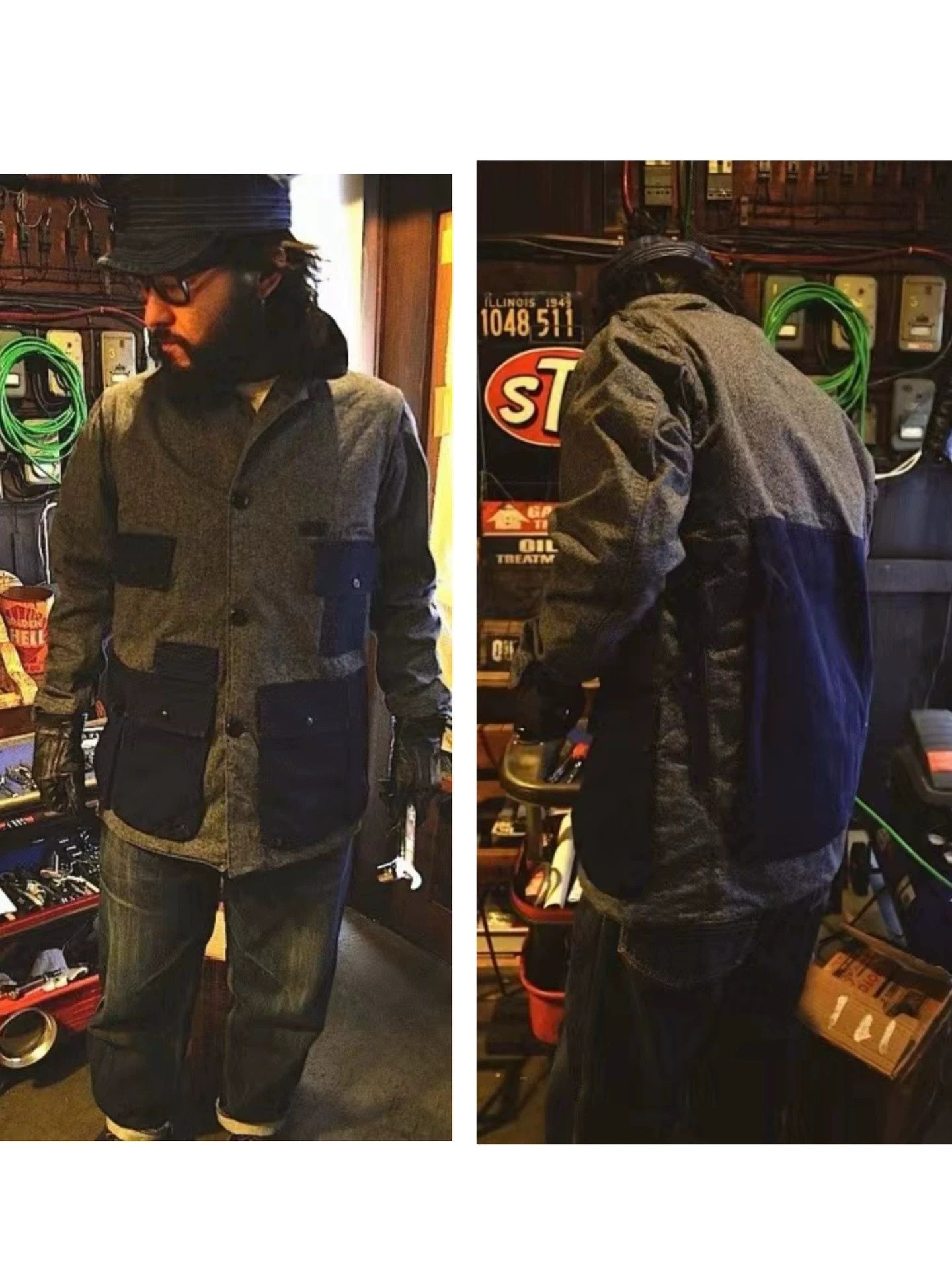 Freewheelers Freewheelers Heavy pepper, salt and blue dyed hunting clothes Size US M / EU 48-50 / 2 - 6 Thumbnail
