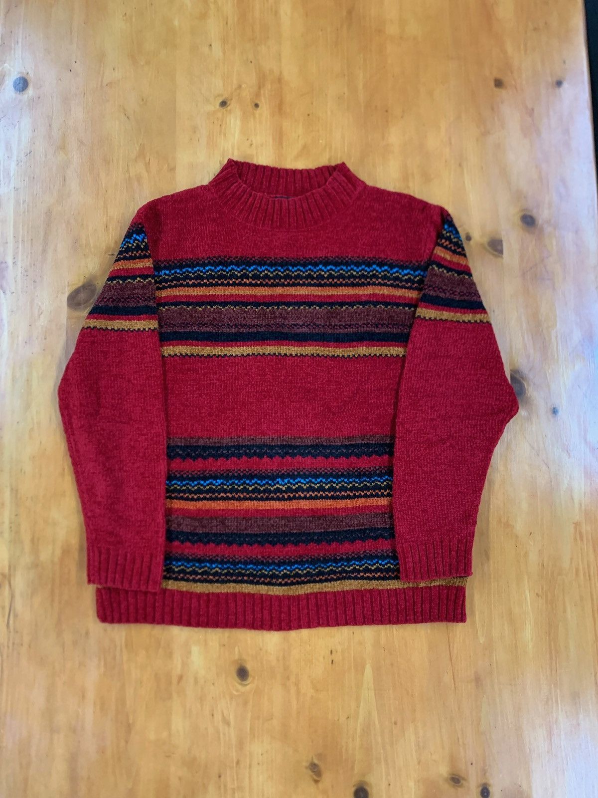 Vintage Vintage Crimson Stripe Acrylic Knit Sweater Size US M / EU 48-50 / 2 - 2 Thumbnail