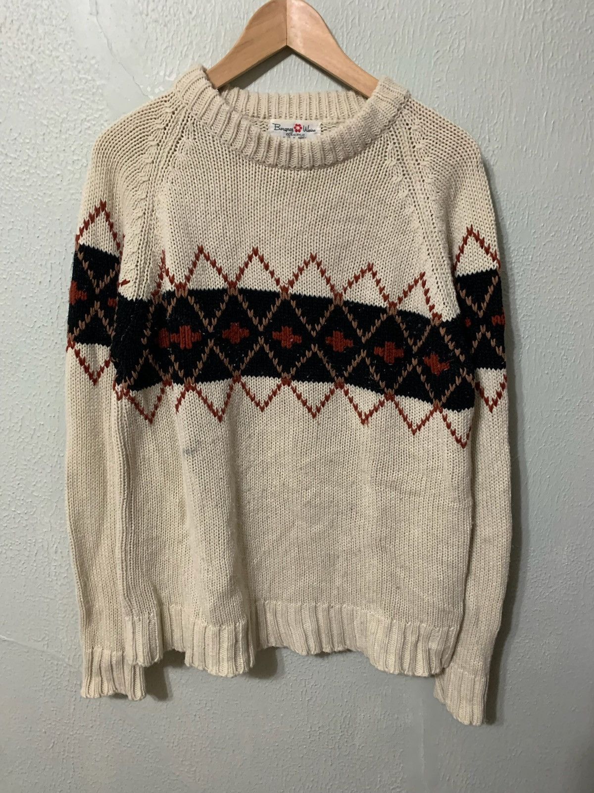 Vintage Vintage Diamond Stripe Knit Sweater Size US M / EU 48-50 / 2 - 3 Thumbnail