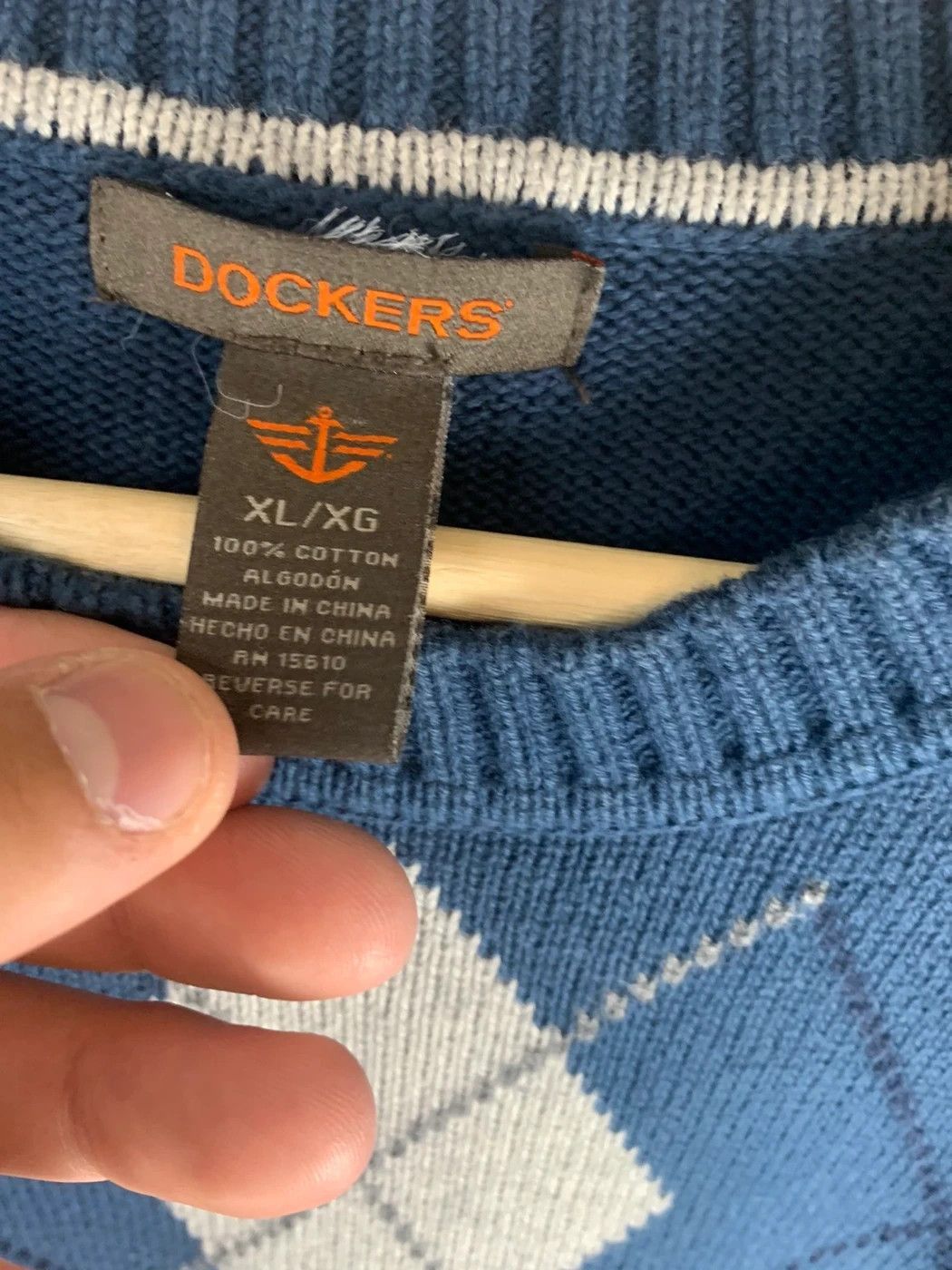 Vintage Vintage Argyle Blue Knit Sweater Size US XL / EU 56 / 4 - 2 Thumbnail