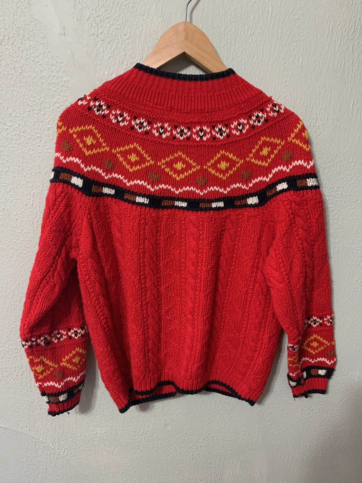Vintage Vintage Red Cable Knit Cardigan Size US S / EU 44-46 / 1 - 2 Thumbnail