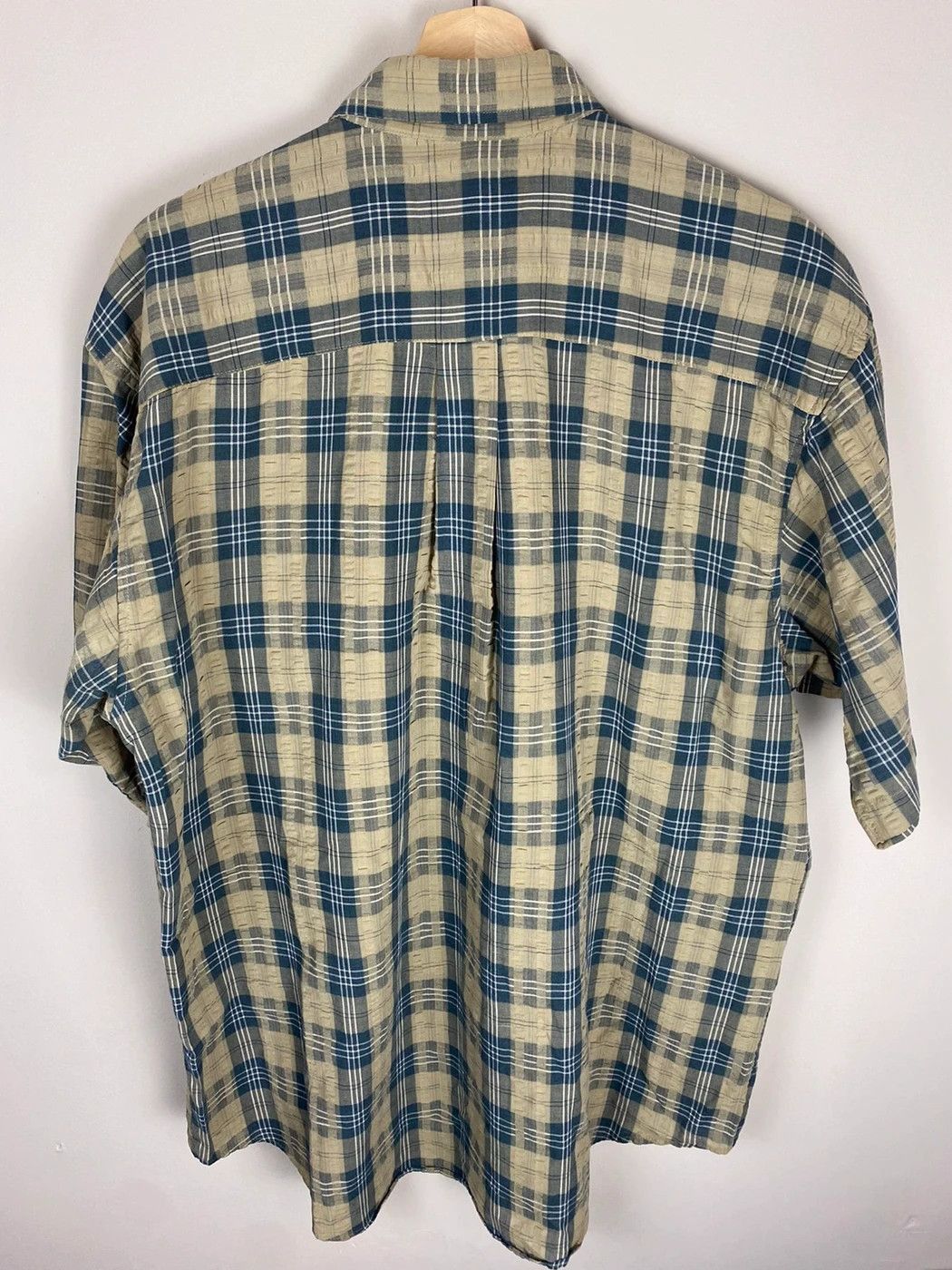 Vintage Vintage Tan Blue Plaid Button Up Size US L / EU 52-54 / 3 - 2 Thumbnail