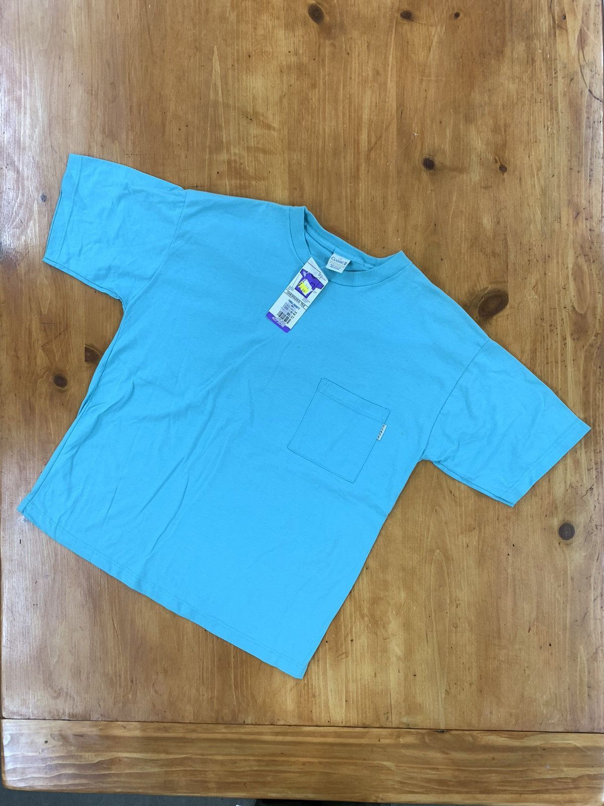 Vintage Vintage 90s Classic Deadstock Teal Pocket Tee Size US XL / EU 56 / 4 - 3 Thumbnail