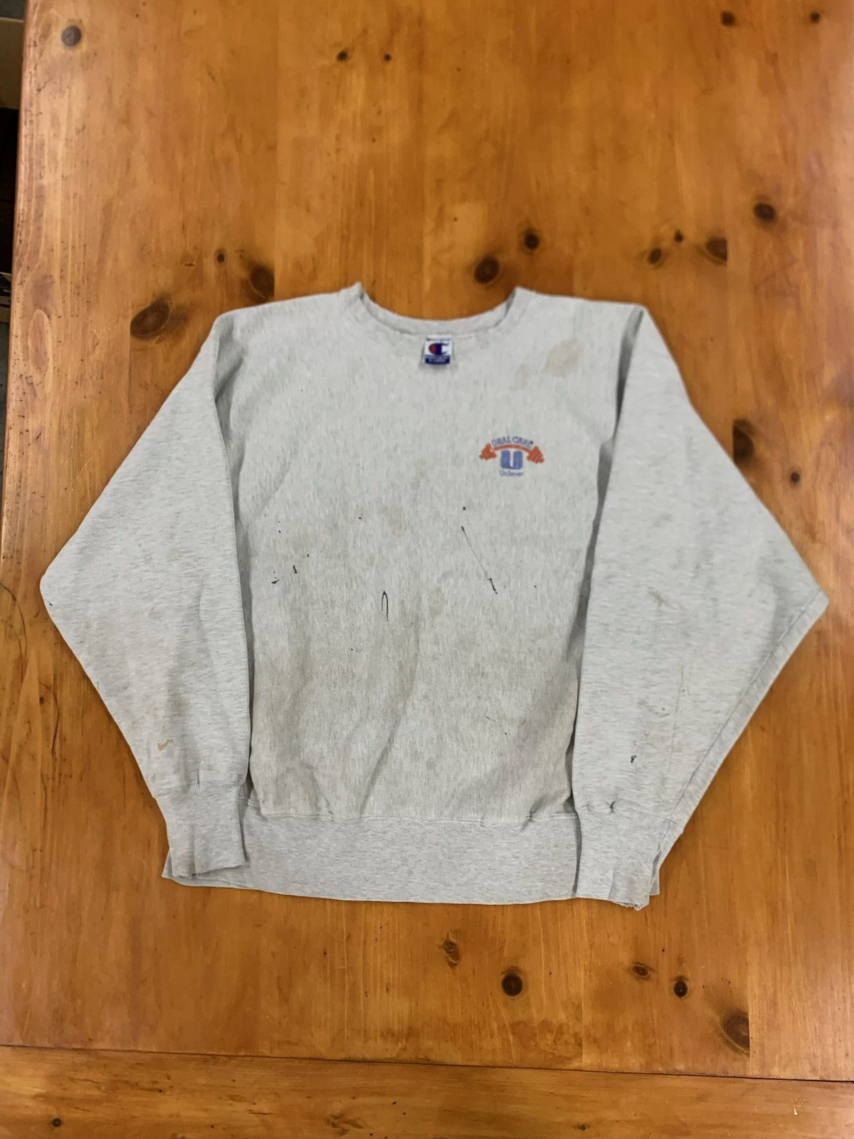 Champion × Vintage Vintage Crewneck Oral Care Paint Distressed Champion Reverse Weave Size US XL / EU 56 / 4 - 2 Thumbnail