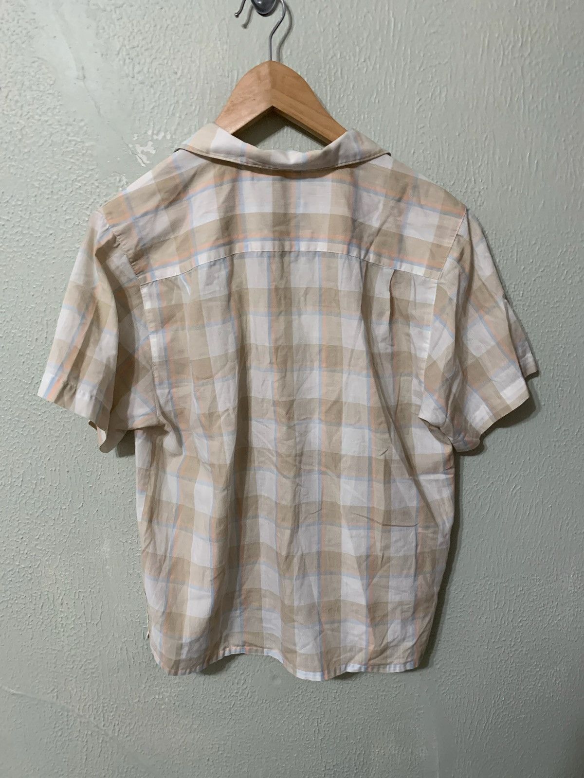 Vintage Vintage No Tag Tan Check Orange Blue Stripe Button Up Size US M / EU 48-50 / 2 - 2 Thumbnail