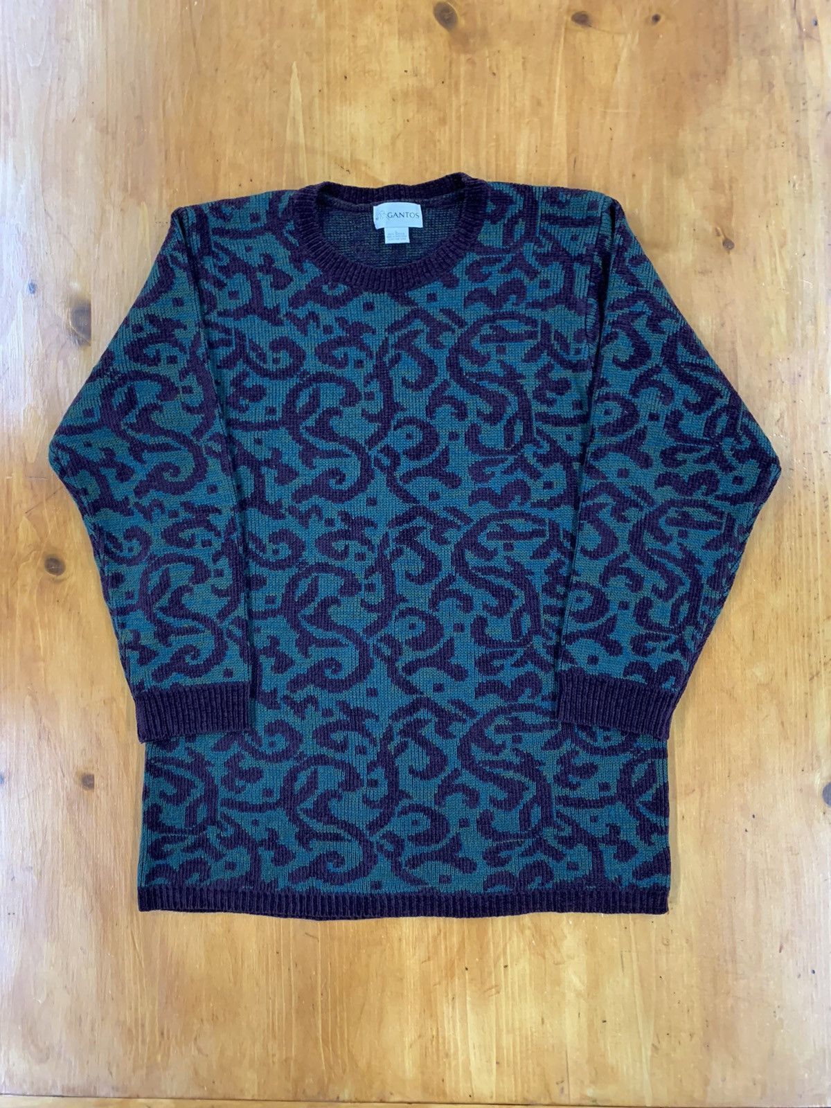 Vintage Vintage Teal Heathered Ornate Knit Sweater Size US L / EU 52-54 / 3 - 3 Thumbnail
