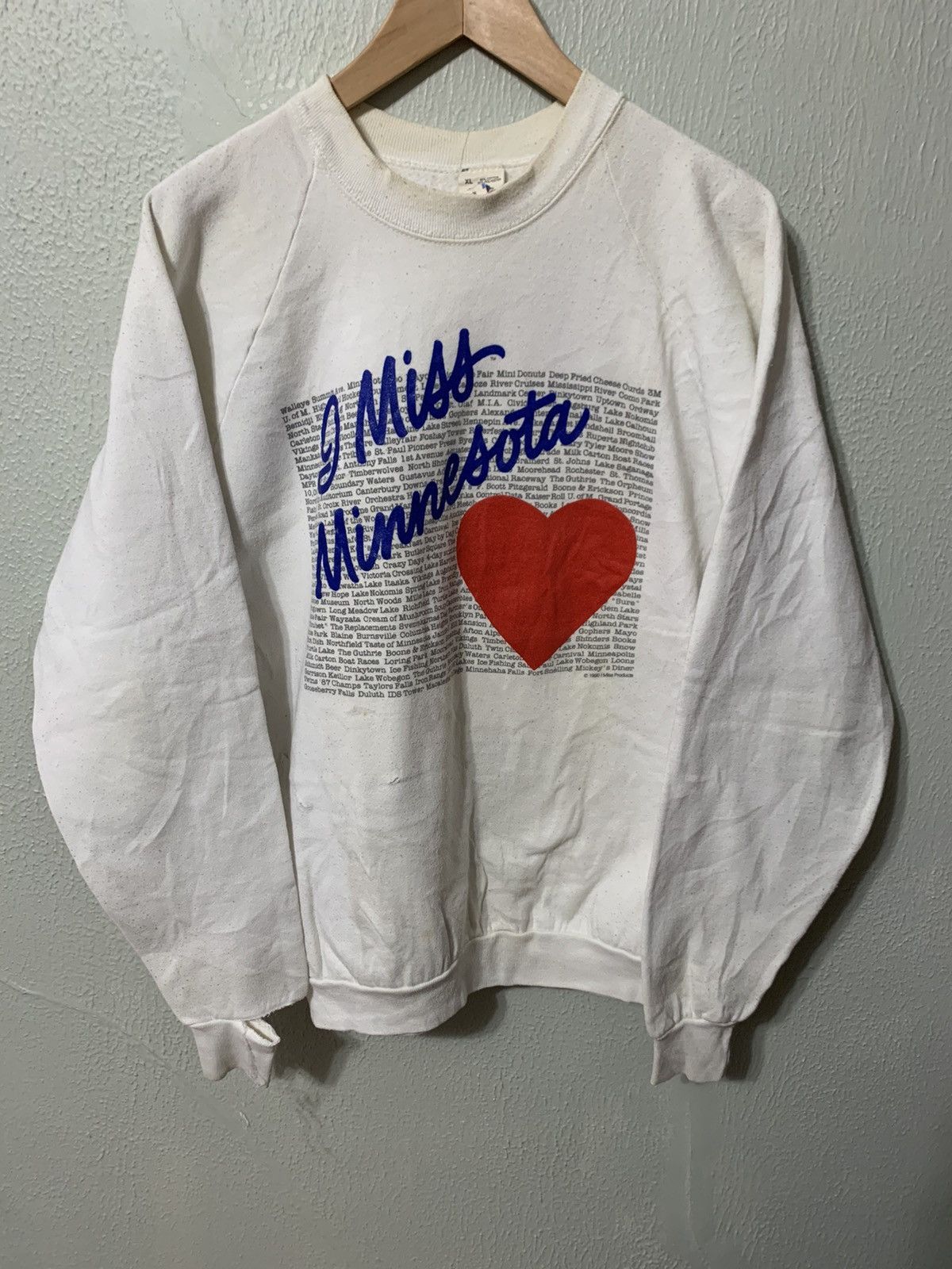 Vintage Vintage Crewneck Distressed I Miss MN Script Hoodie Size US L / EU 52-54 / 3 - 3 Thumbnail