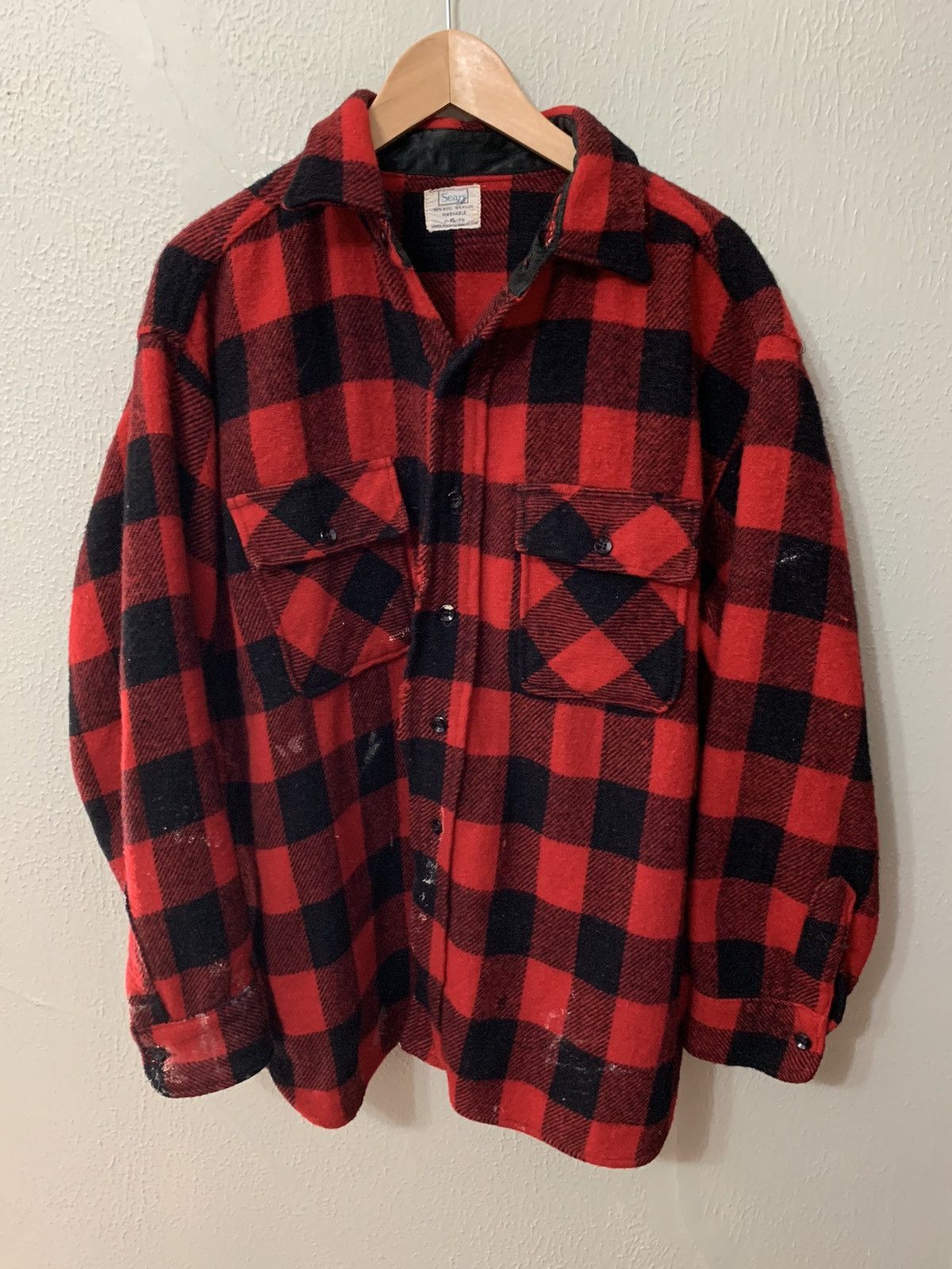Vintage Vintage Flannel 80s Red Wool Buffalo Check Flannel Size US XL / EU 56 / 4 - 2 Thumbnail