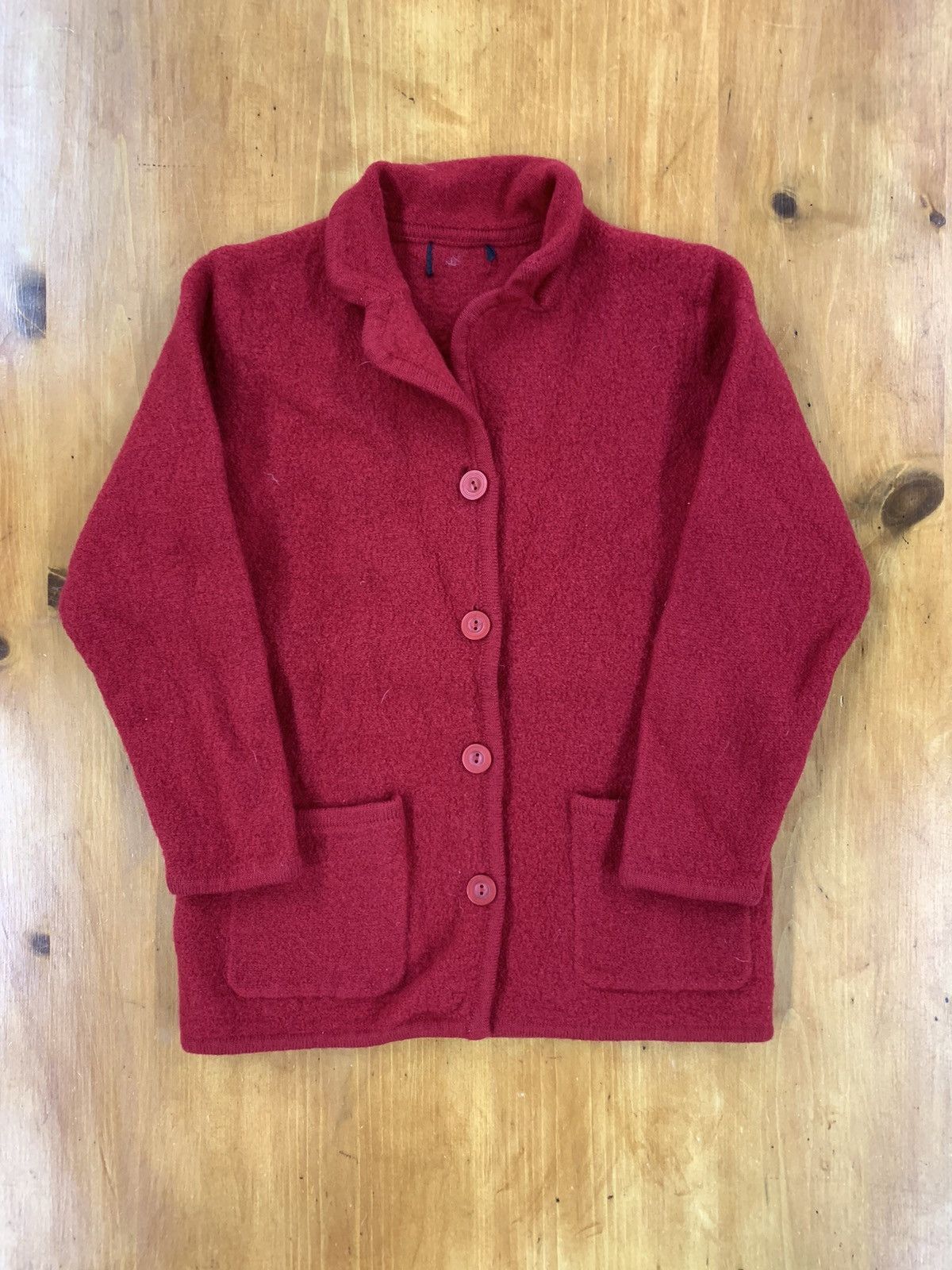 Vintage Vintage Red Wool Knit Button Up Size US S / EU 44-46 / 1 - 2 Thumbnail