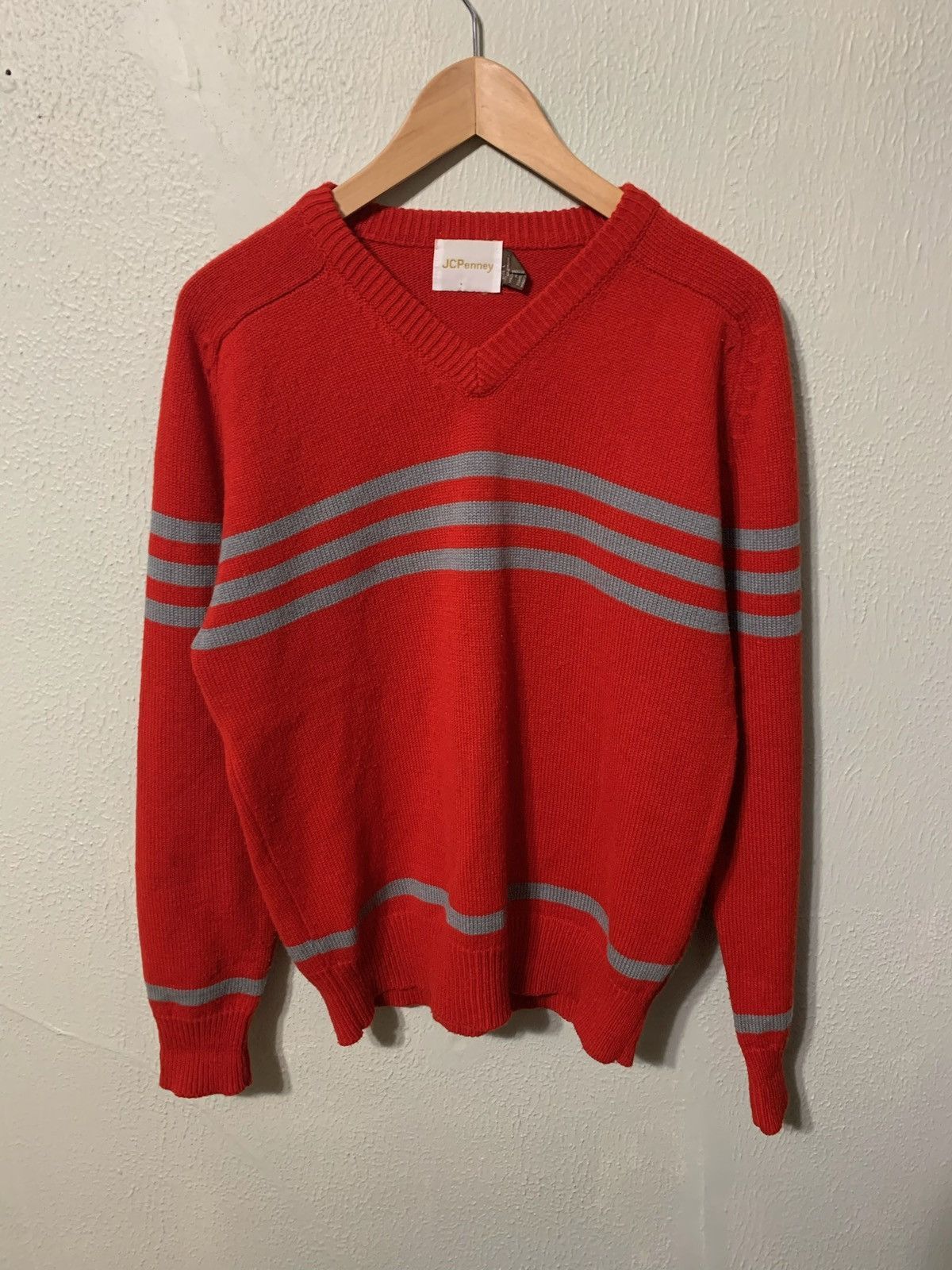 Vintage Vintage 1989s Red Knit Sweater Size US L / EU 52-54 / 3 - 2 Thumbnail