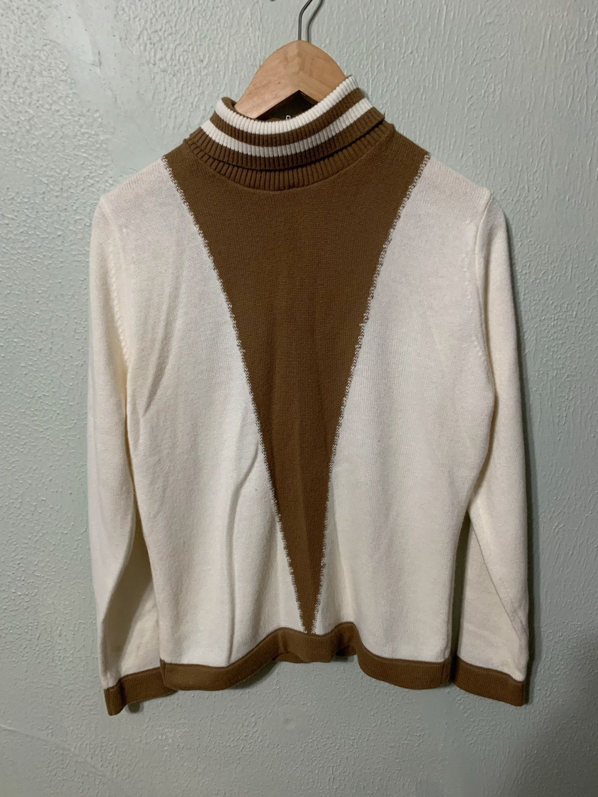 Vintage Vintage 1980s Brown Collar Knit Sweater Size US S / EU 44-46 / 1 - 2 Thumbnail