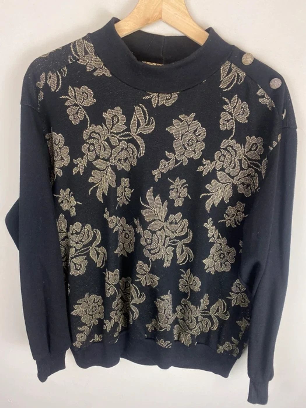 Vintage Vintage Gold Floral Print Mockneck Sweater Size US M / EU 48-50 / 2 - 3 Thumbnail