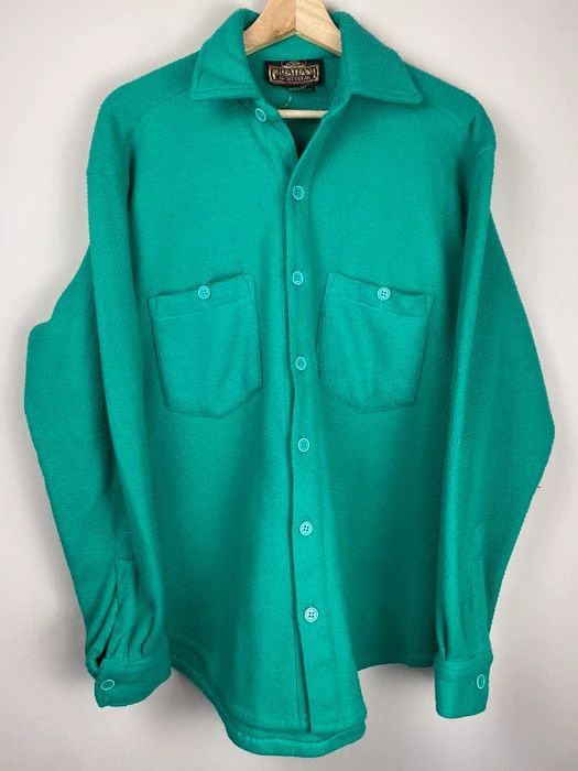 Vintage Vintage Blank Teal Fleece Button-Up Overshirt Size US S / EU 44-46 / 1 - 3 Thumbnail