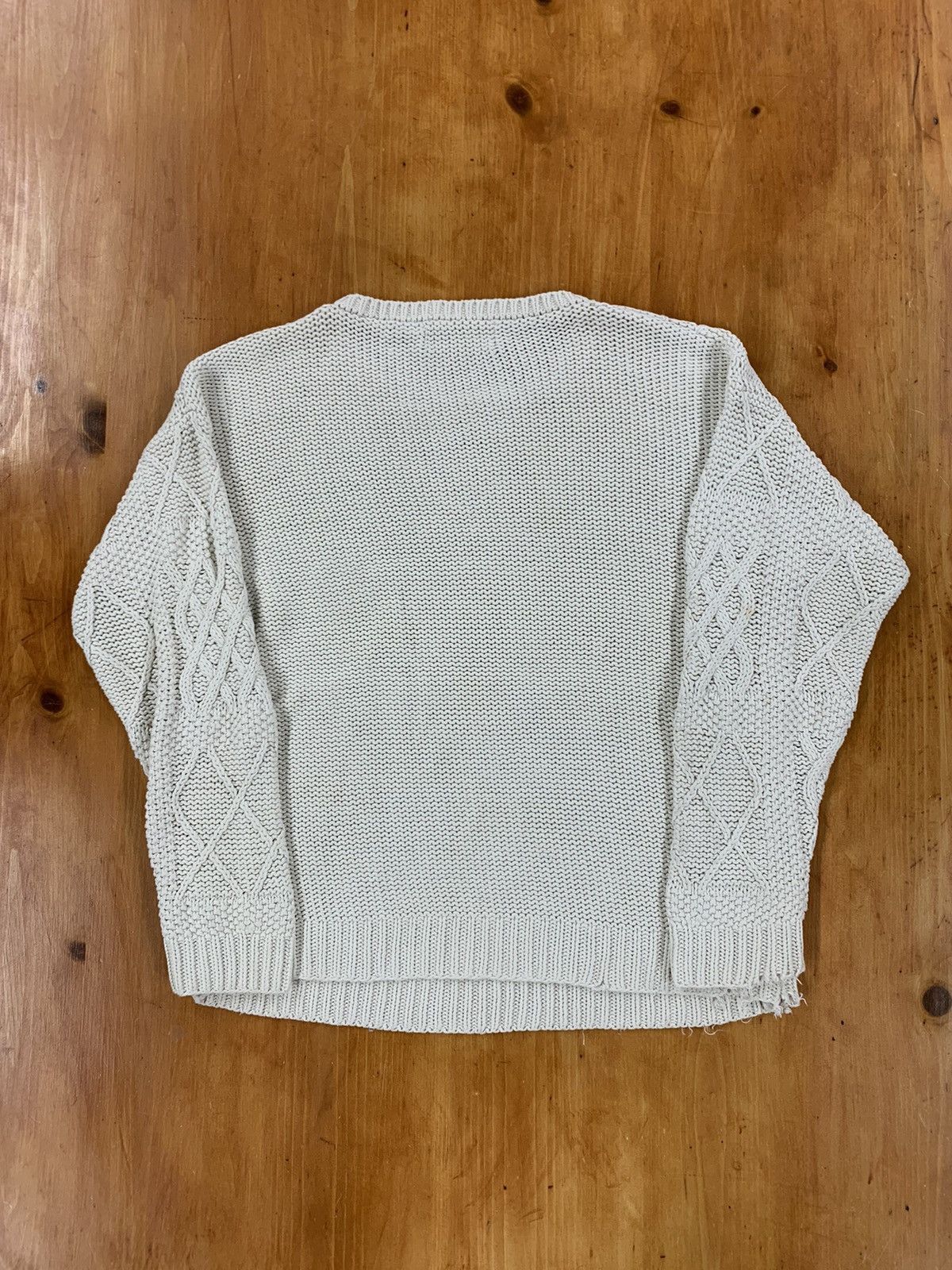 Vintage White cable knit sweater Size US L / EU 52-54 / 3 - 2 Thumbnail