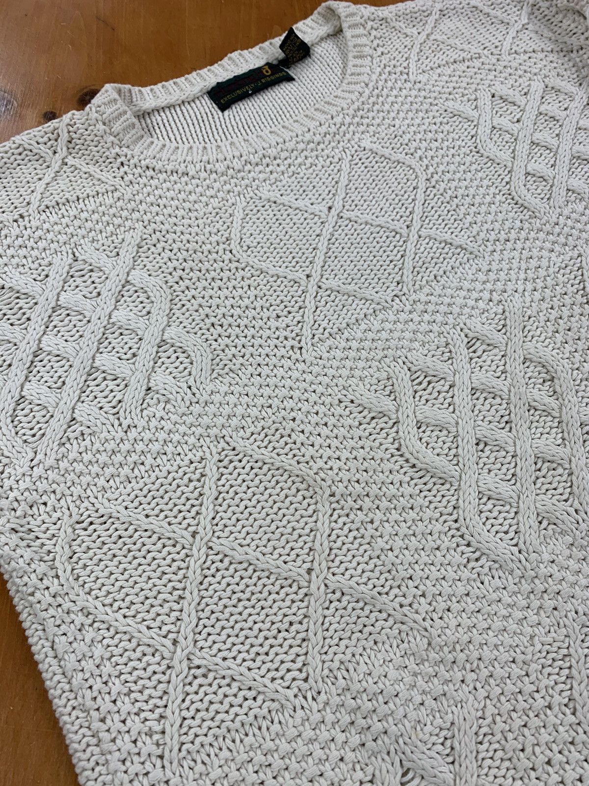 Vintage White cable knit sweater Size US L / EU 52-54 / 3 - 3 Thumbnail