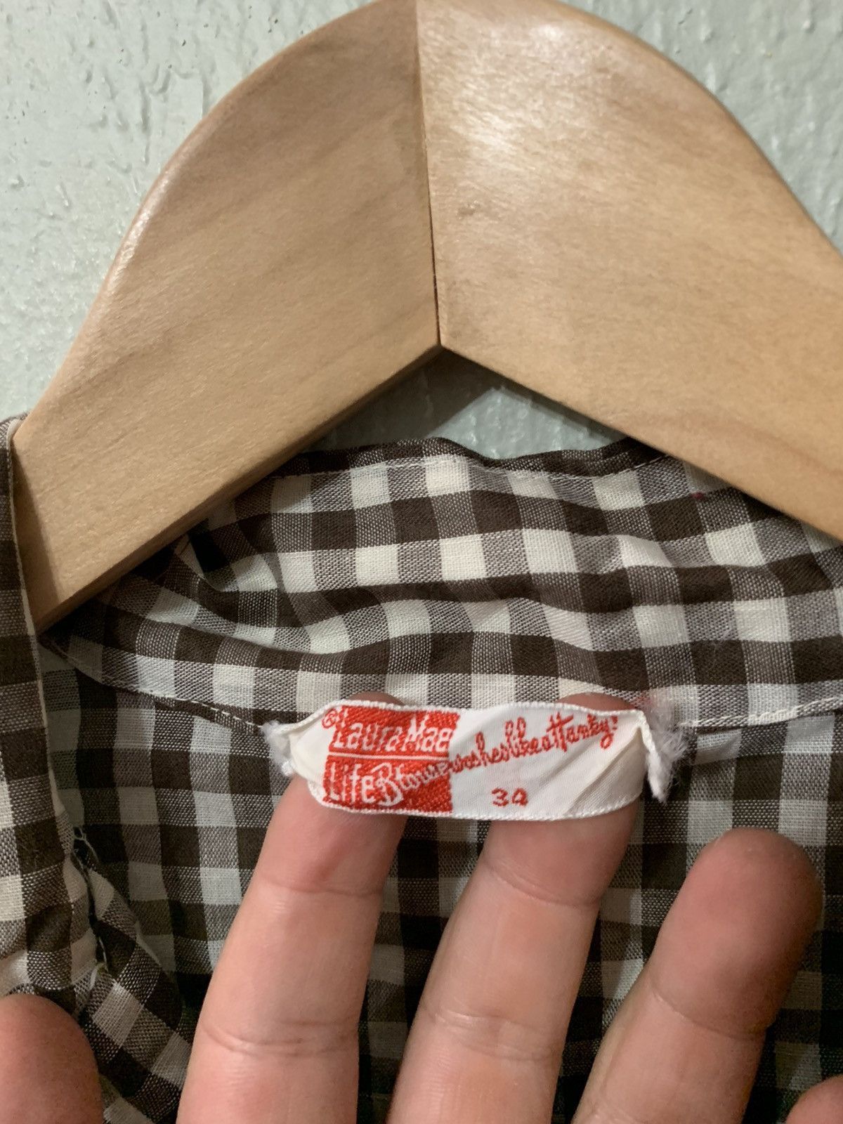 Vintage Vintage 1970s Brown Check Blouse Size US S / EU 44-46 / 1 - 2 Thumbnail