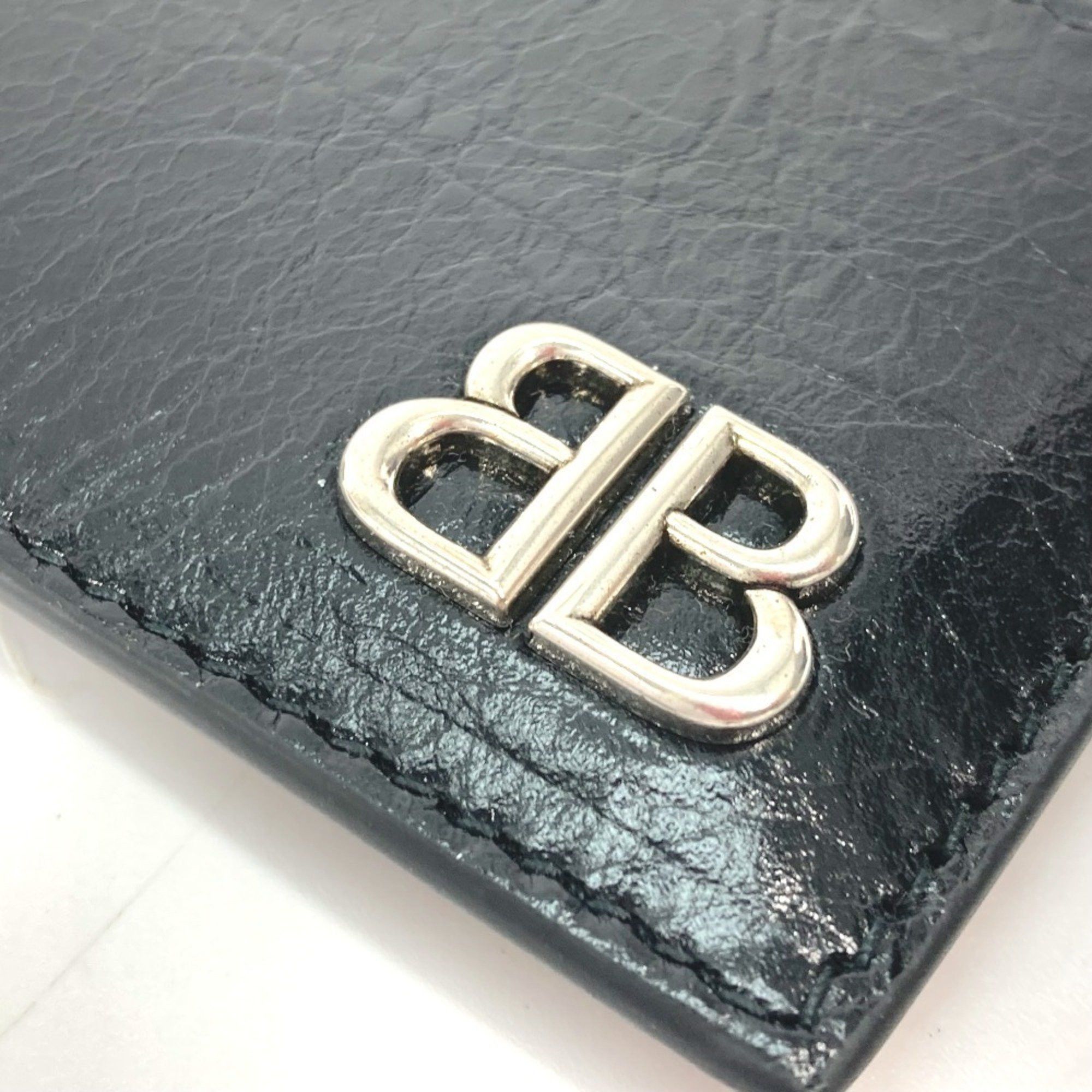 Balenciaga BALENCIAGA 766547 BB Business Card Holder Pass Case Holder/Card Leather Women's Black Size ONE SIZE - 5 Thumbnail