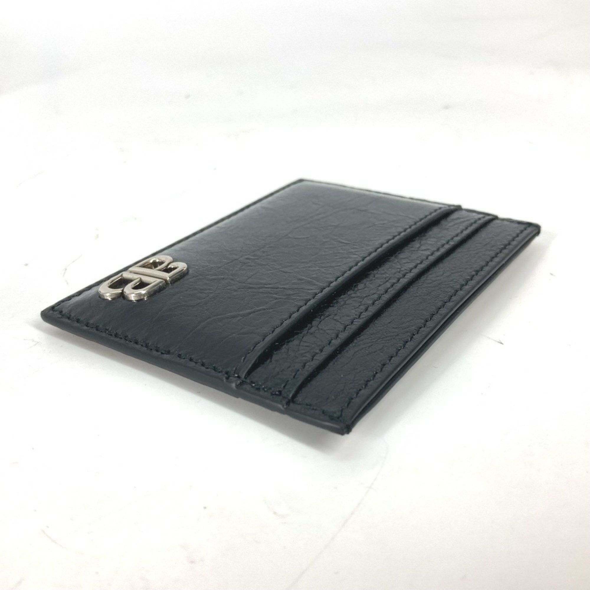 Balenciaga BALENCIAGA 766547 BB Business Card Holder Pass Case Holder/Card Leather Women's Black Size ONE SIZE - 3 Thumbnail