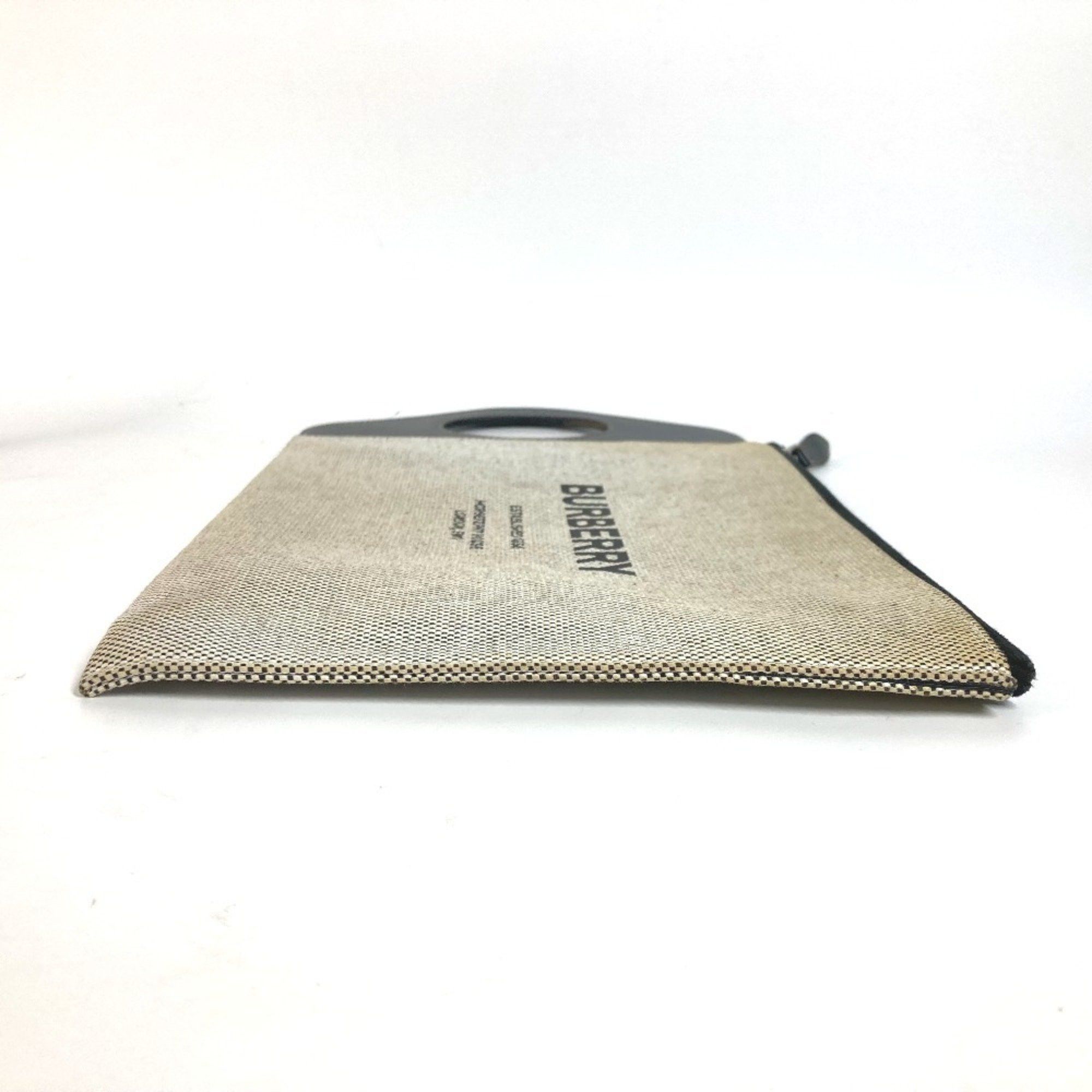 Burberry Burberry Handbag Bag Clutch Leather Canvas Men's Grey Size ONE SIZE - 3 Thumbnail