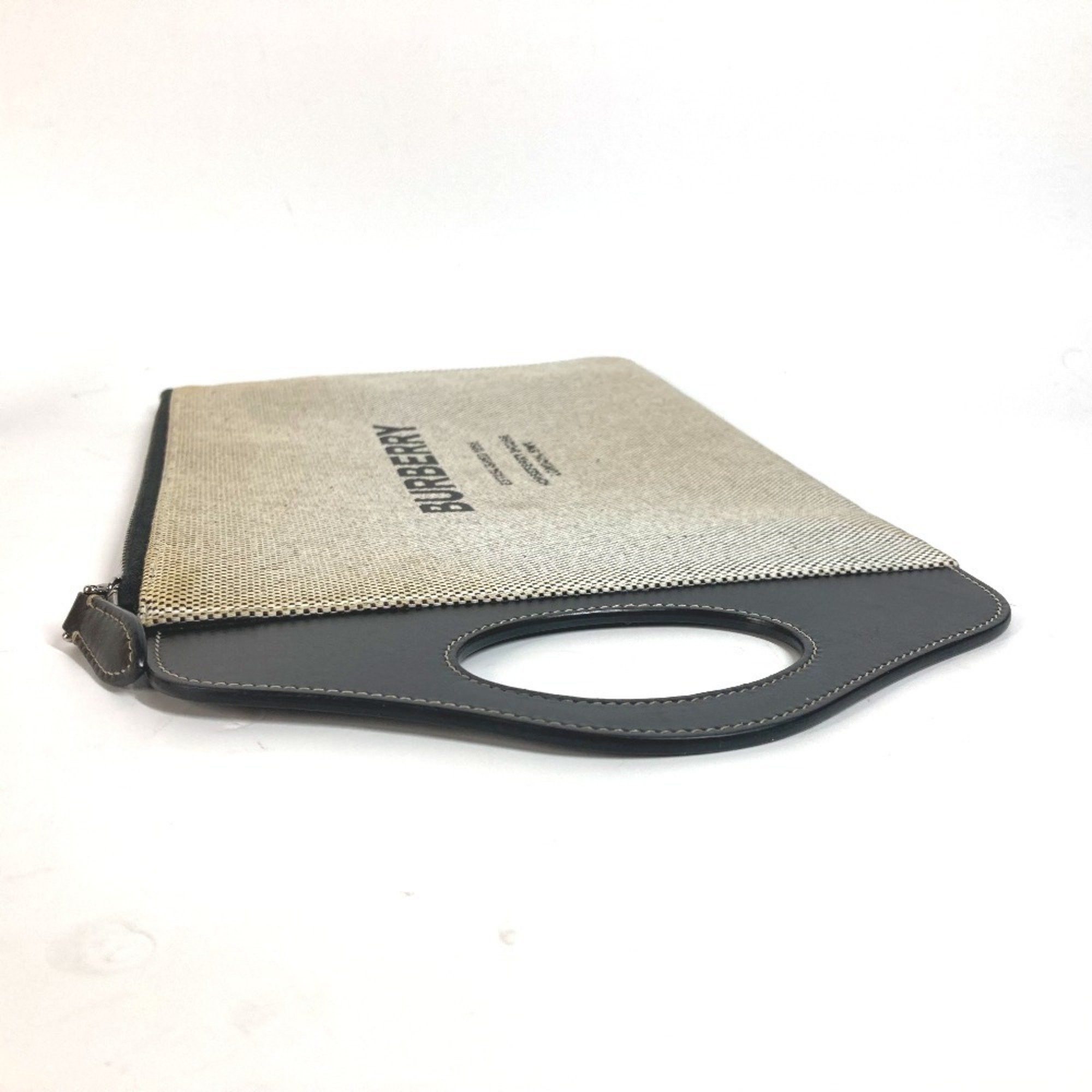 Burberry Burberry Handbag Bag Clutch Leather Canvas Men's Grey Size ONE SIZE - 4 Thumbnail