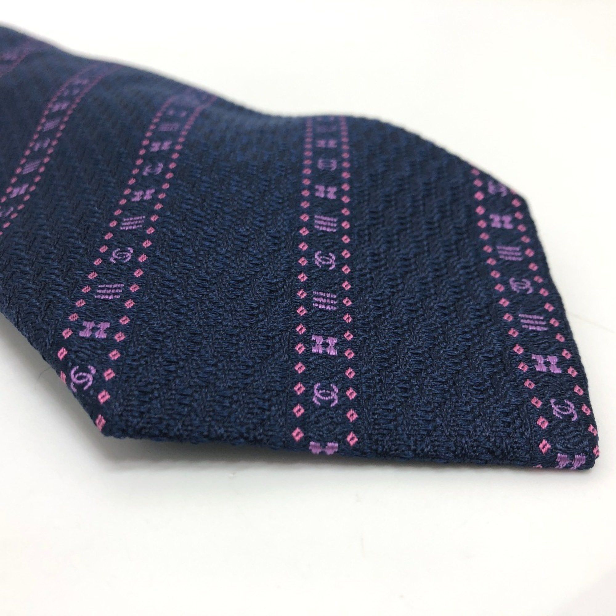 Chanel CHANEL Coco Mark Necktie Silk Men's Blue Size ONE SIZE - 3 Thumbnail