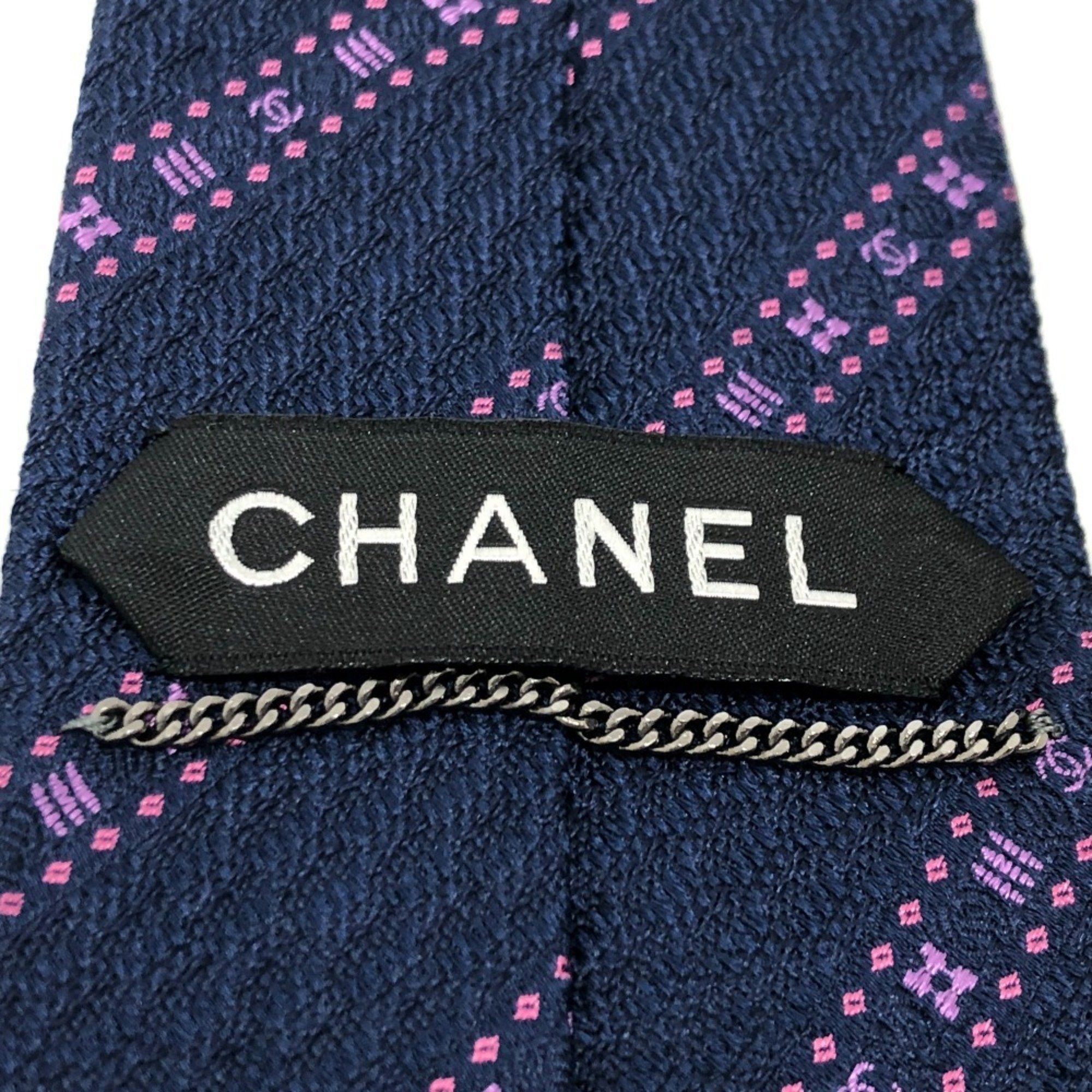 Chanel CHANEL Coco Mark Necktie Silk Men's Blue Size ONE SIZE - 4 Thumbnail