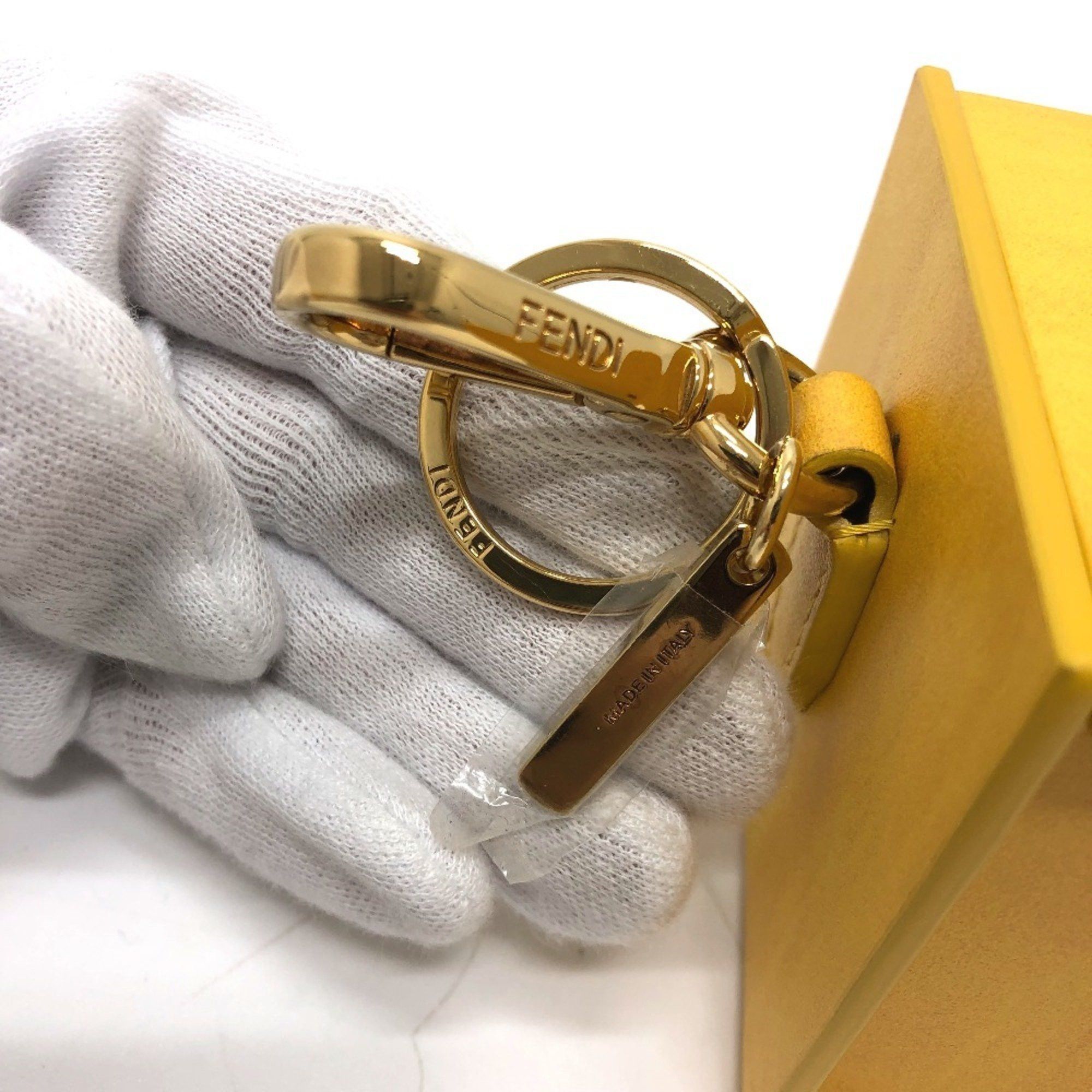 Fendi FENDI 7AR894 Accessory Box Charm Keychain Leather Women's Yellow Size ONE SIZE - 5 Thumbnail