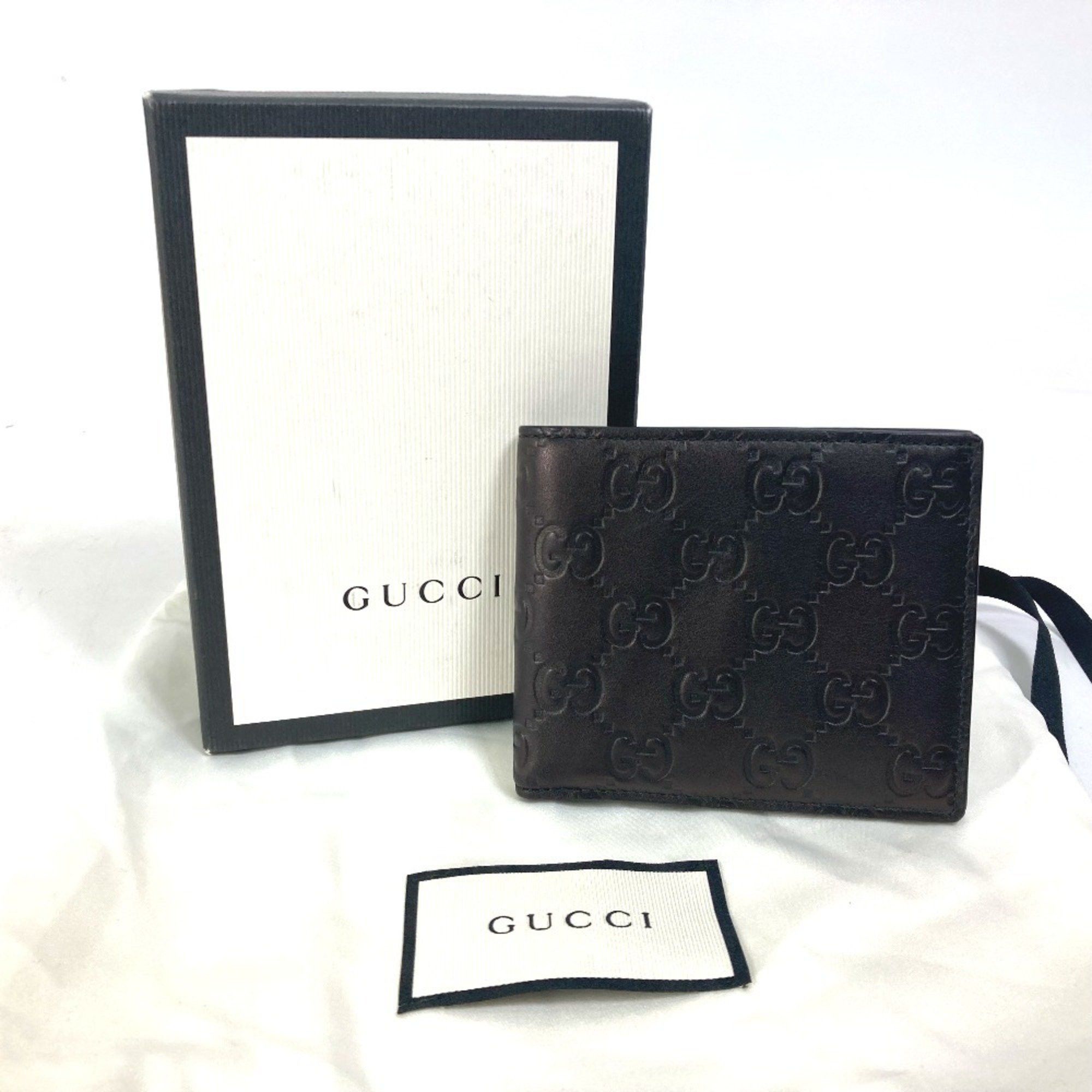 Gucci GUCCI 145754 Compact Wallet GG Guccissima Billfold Bi-fold Shima Leather Men's Black Size ONE SIZE - 10 Thumbnail