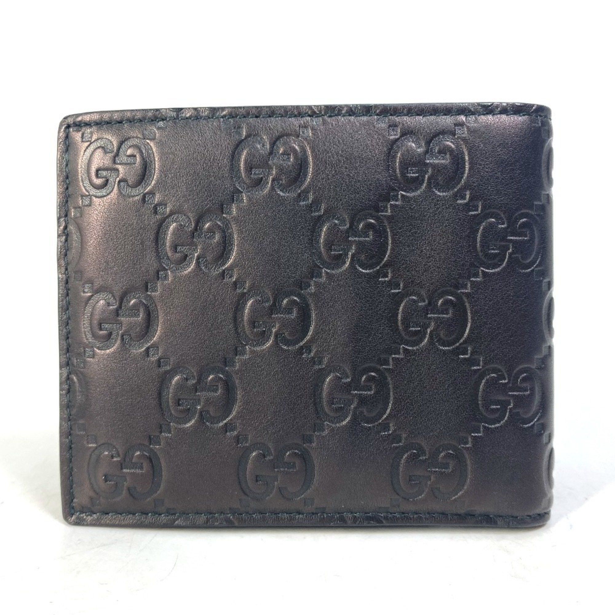 Gucci GUCCI 145754 Compact Wallet GG Guccissima Billfold Bi-fold Shima Leather Men's Black Size ONE SIZE - 2 Thumbnail
