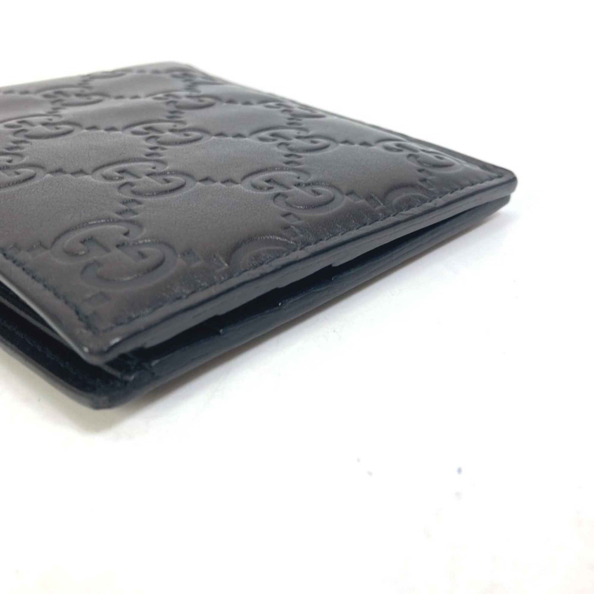Gucci GUCCI 145754 Compact Wallet GG Guccissima Billfold Bi-fold Shima Leather Men's Black Size ONE SIZE - 5 Thumbnail