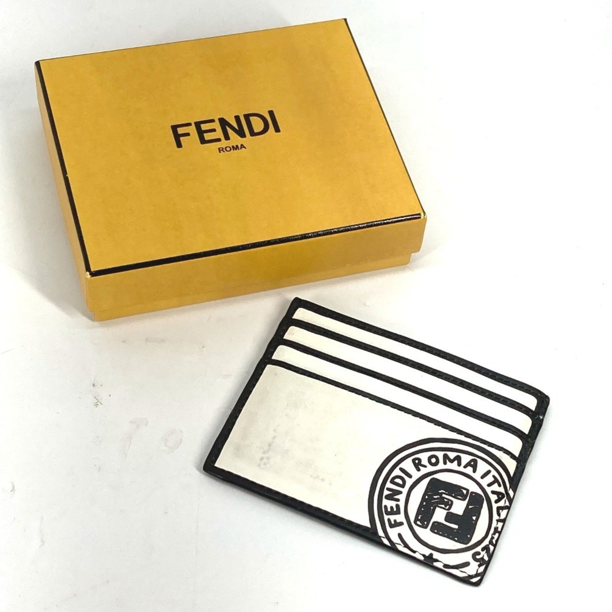 Fendi FENDI 7M0164 Joshua Vides Collaboration Pass Case Business Card Holder Leather Men's White Size ONE SIZE - 9 Thumbnail