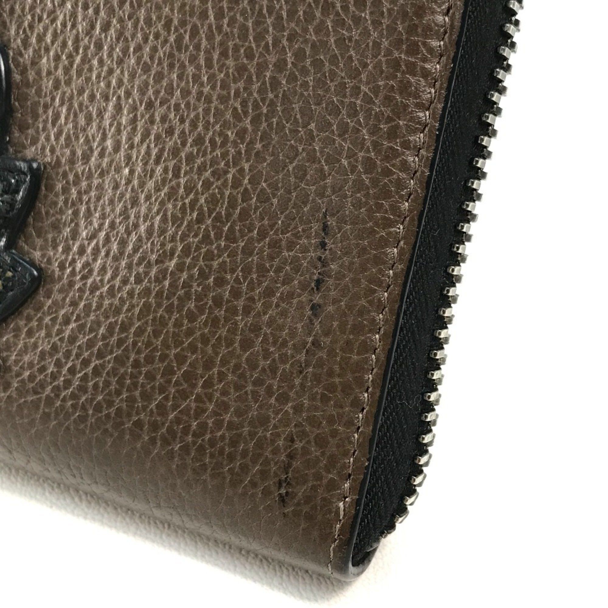 Christian Louboutin Christian Louboutin 1175060 Studded Panettone Round Long Wallet Calf Leather Men's Cafe Brown Size ONE SIZE - 4 Thumbnail