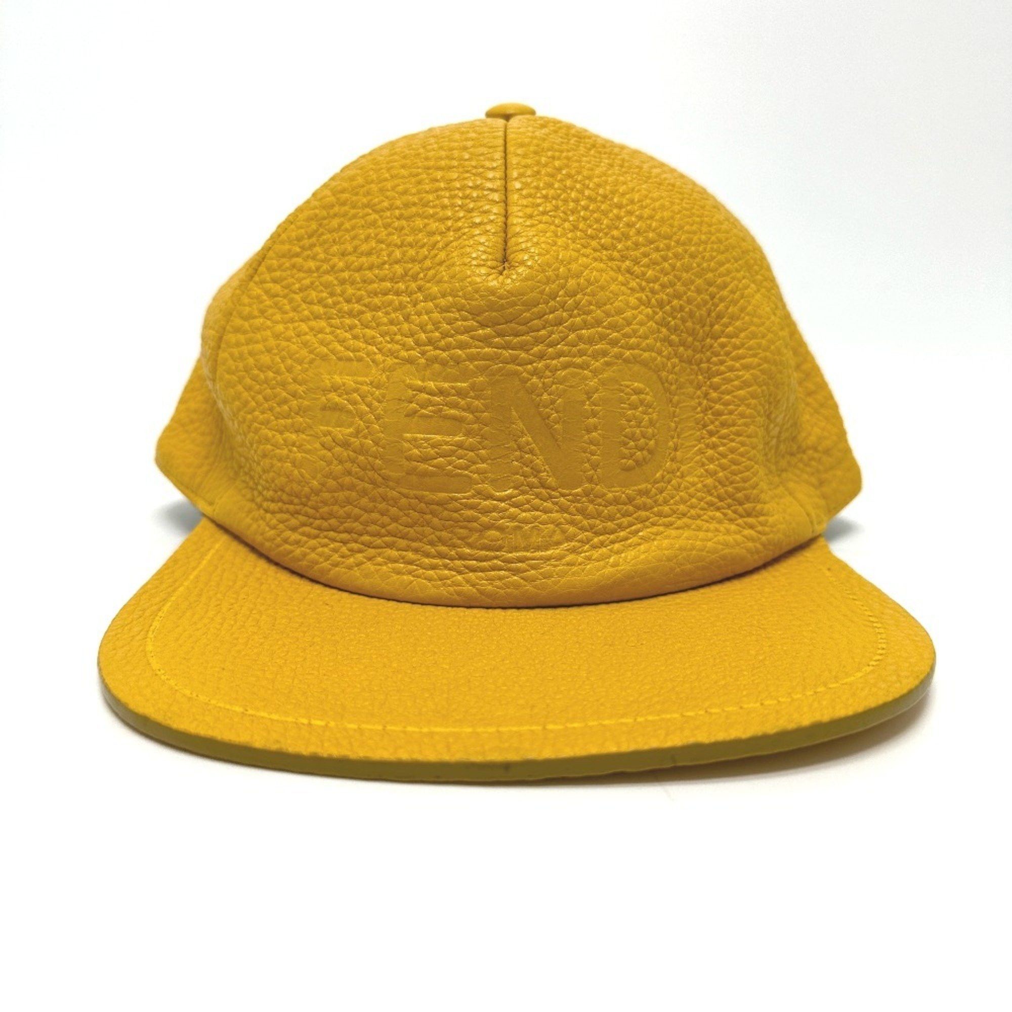 Fendi FENDI FXQ768 Cap Leather Men's Yellow Size ONE SIZE - 3 Thumbnail