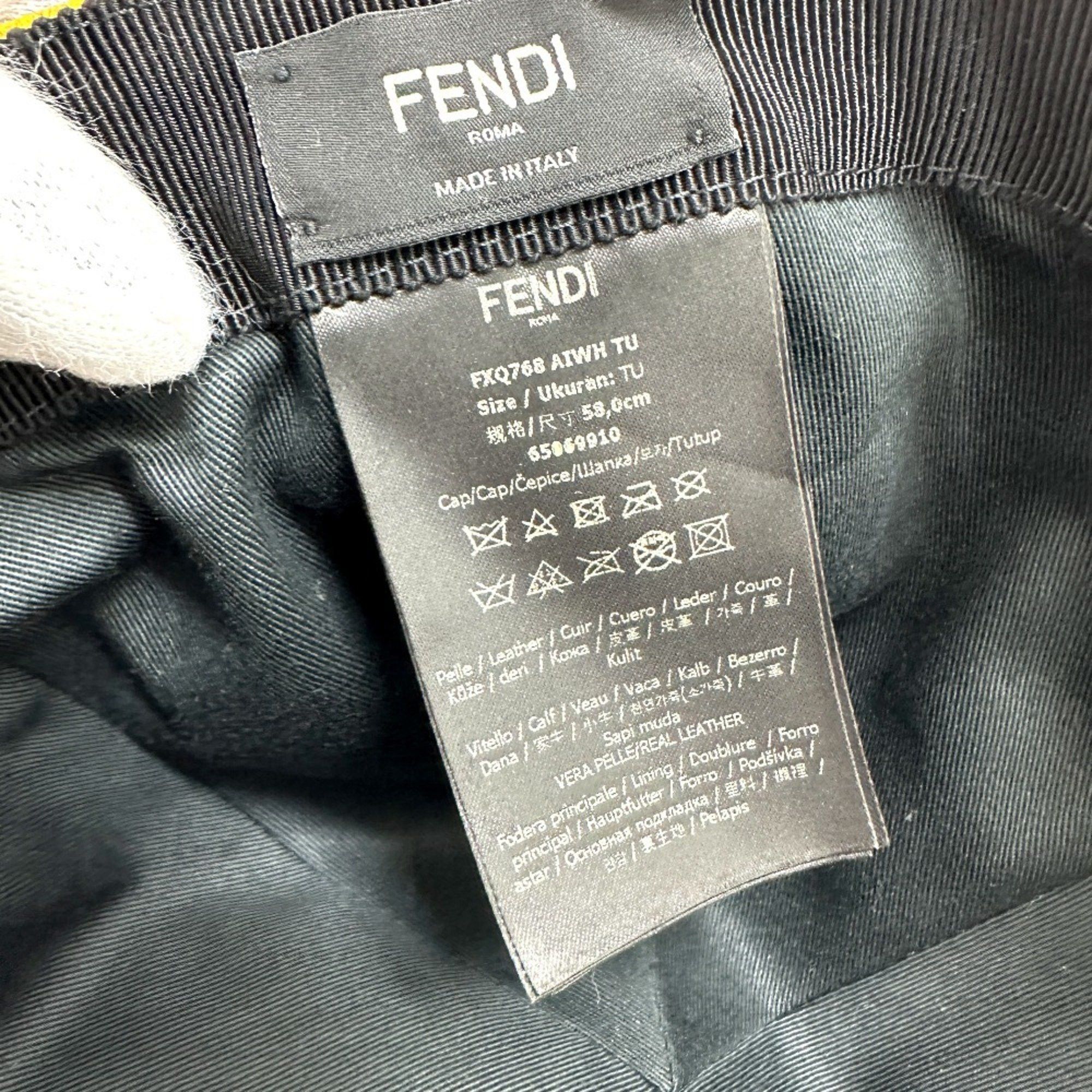 Fendi FENDI FXQ768 Cap Leather Men's Yellow Size ONE SIZE - 9 Thumbnail