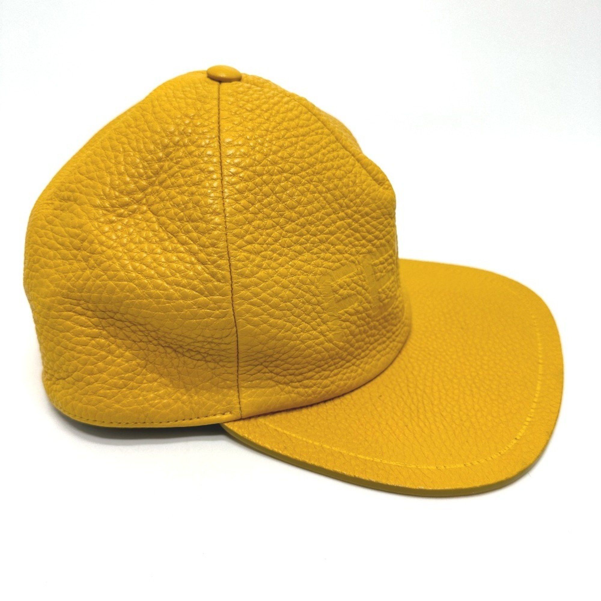 Fendi FENDI FXQ768 Cap Leather Men's Yellow Size ONE SIZE - 4 Thumbnail