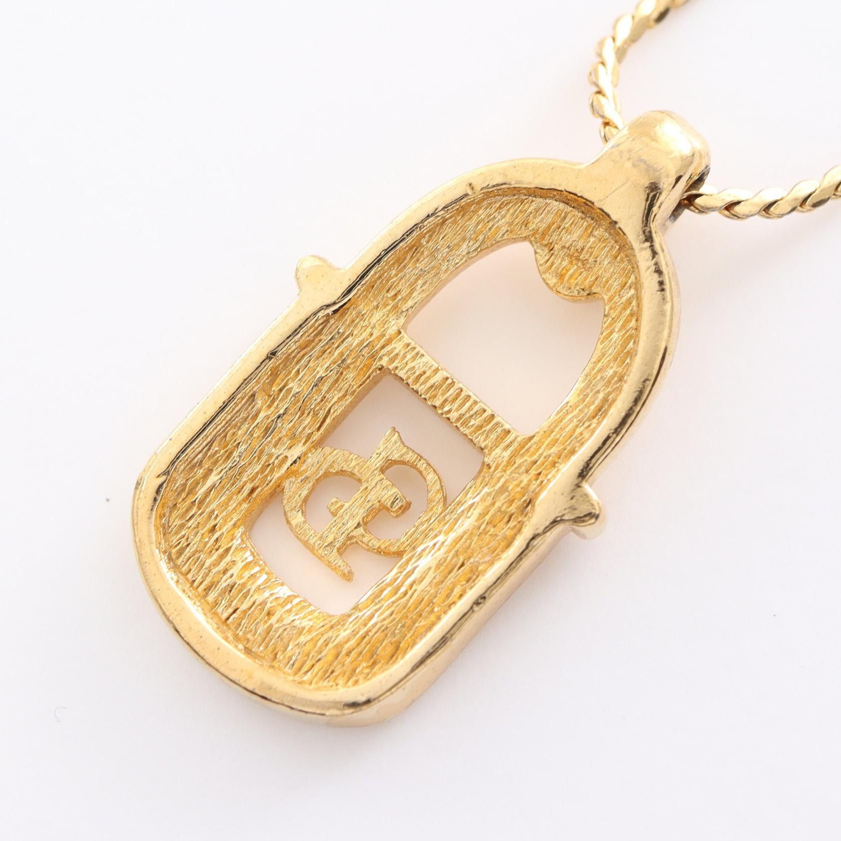Dior Dior CD Rhinestone Padlock Pendant Necklace Metal Necklace in Very Good Condition Size ONE SIZE - 2 Thumbnail