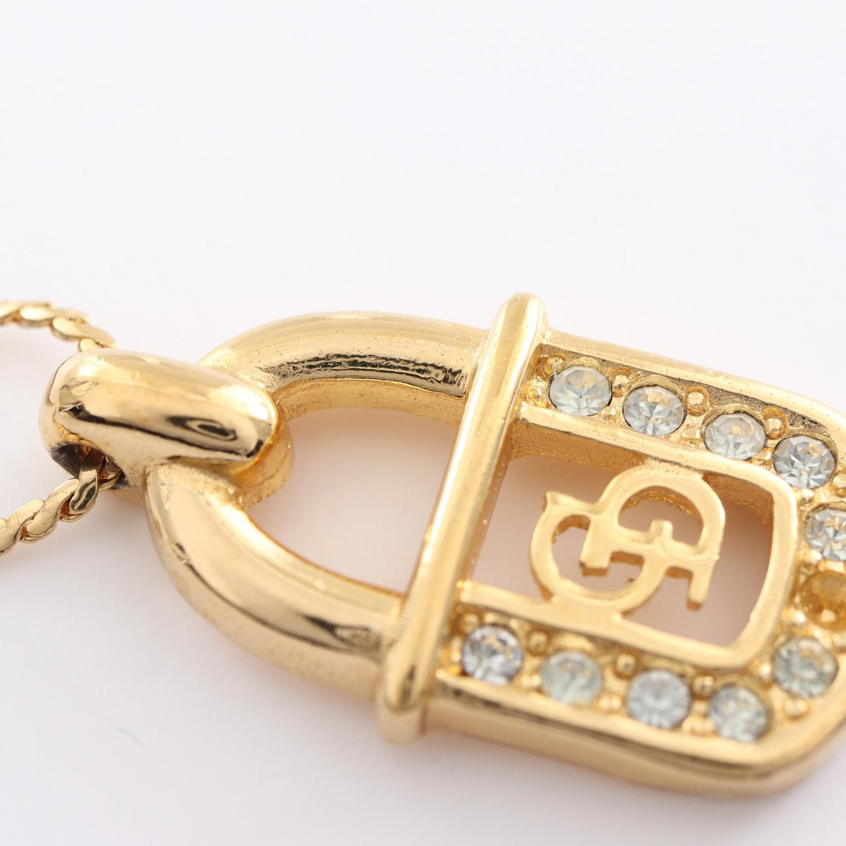Dior Dior CD Rhinestone Padlock Pendant Necklace Metal Necklace in Very Good Condition Size ONE SIZE - 6 Thumbnail