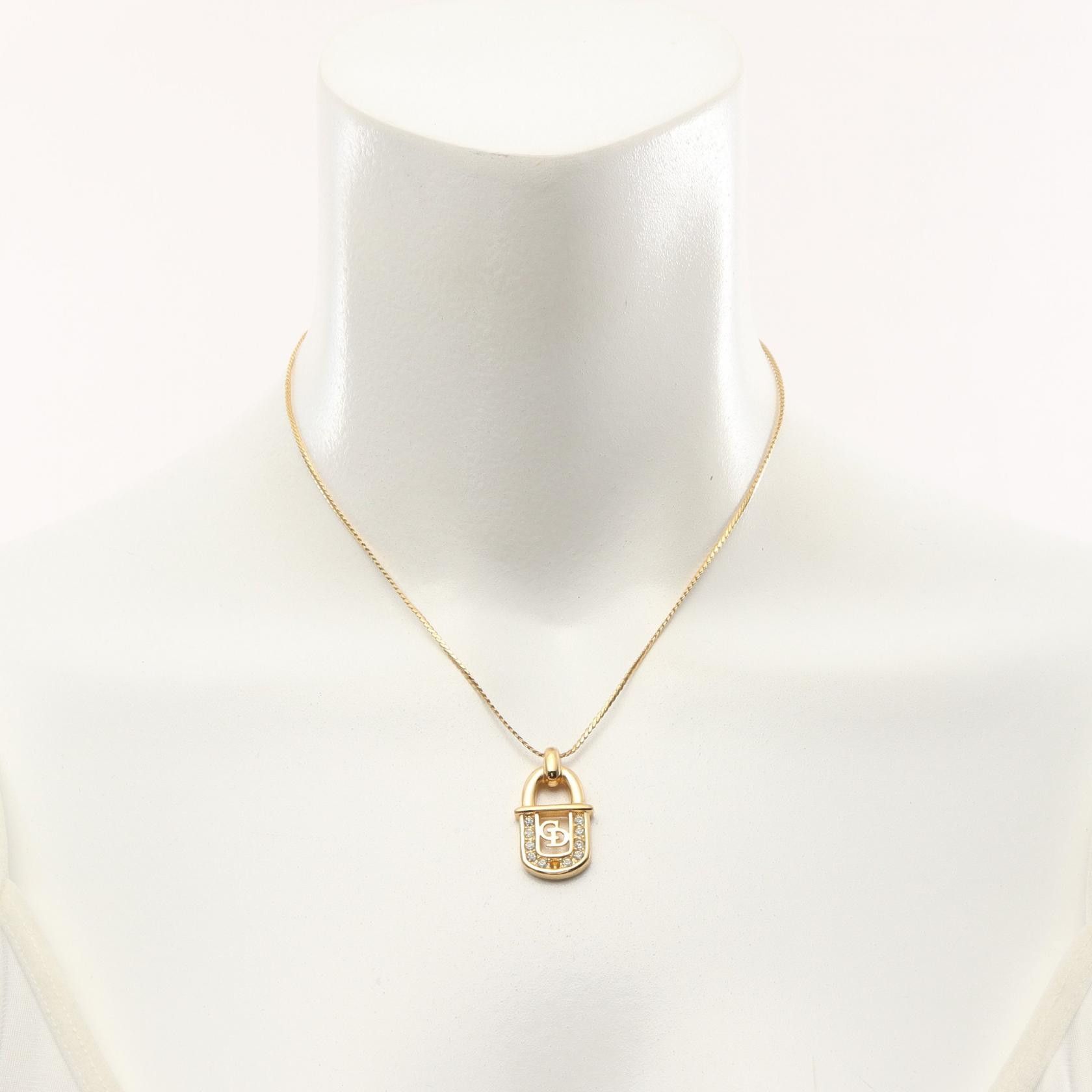 Dior Dior CD Rhinestone Padlock Pendant Necklace Metal Necklace in Very Good Condition Size ONE SIZE - 5 Thumbnail