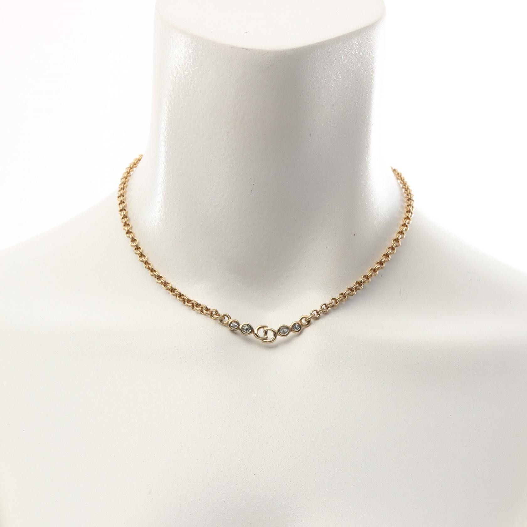 Dior Dior CD Rhinestone Chain Necklace Metal Necklace in Very Good Condition Size ONE SIZE - 5 Thumbnail