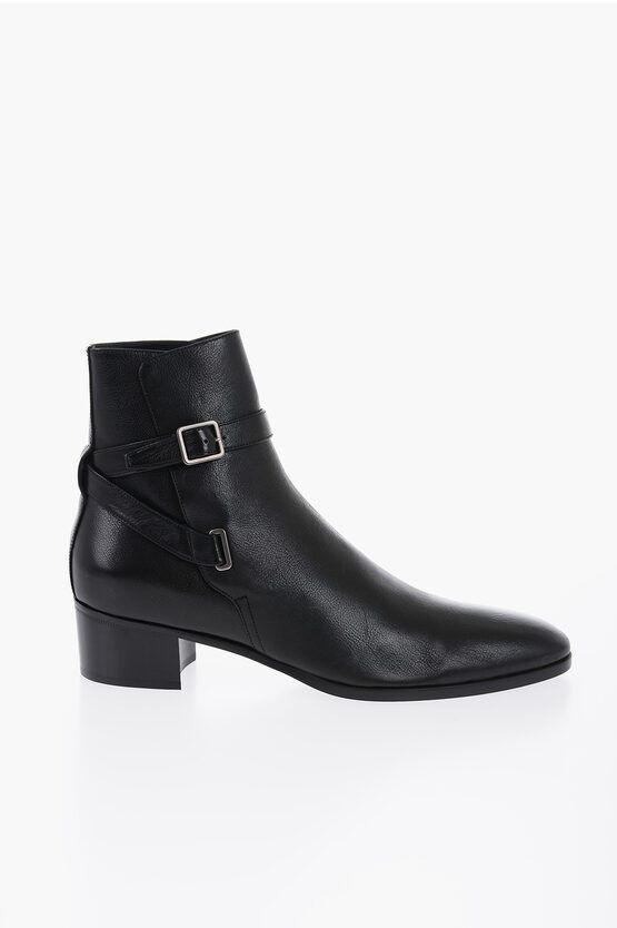 Saint Laurent Paris Hammered Leather DORIAN Boots with Buckle Detail Size US 11 / EU 44 - 5 Thumbnail
