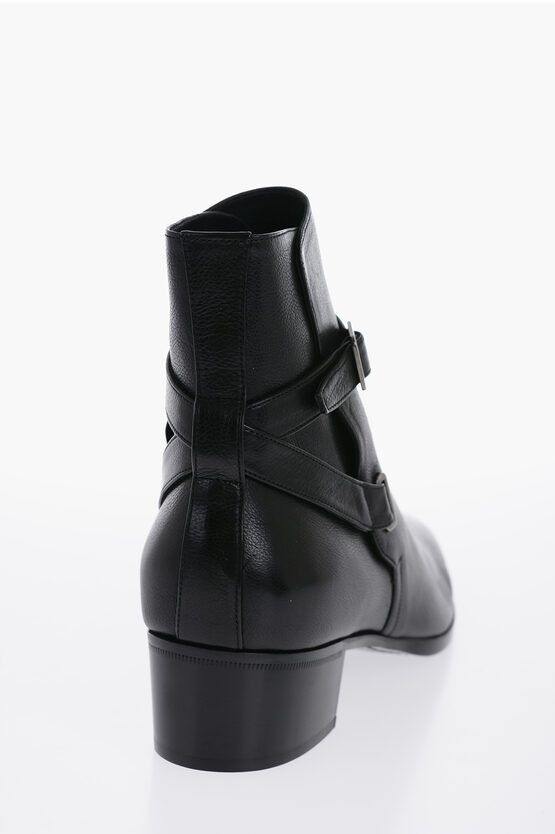 Saint Laurent Paris Hammered Leather DORIAN Boots with Buckle Detail Size US 11 / EU 44 - 4 Thumbnail