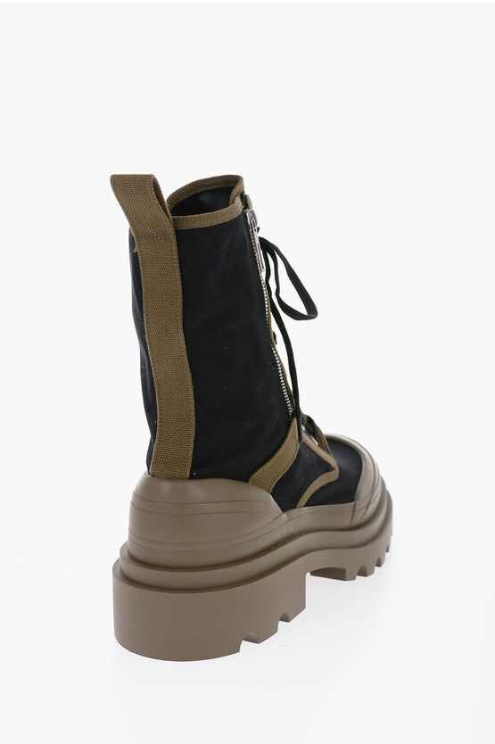 Bottega Veneta Canvas Lace-up Boots with Contrasting Detail Size US 8 / EU 41 - 2 Thumbnail