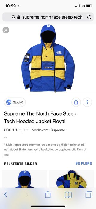 Supreme the north face steep outlet tech hooded jacket royal