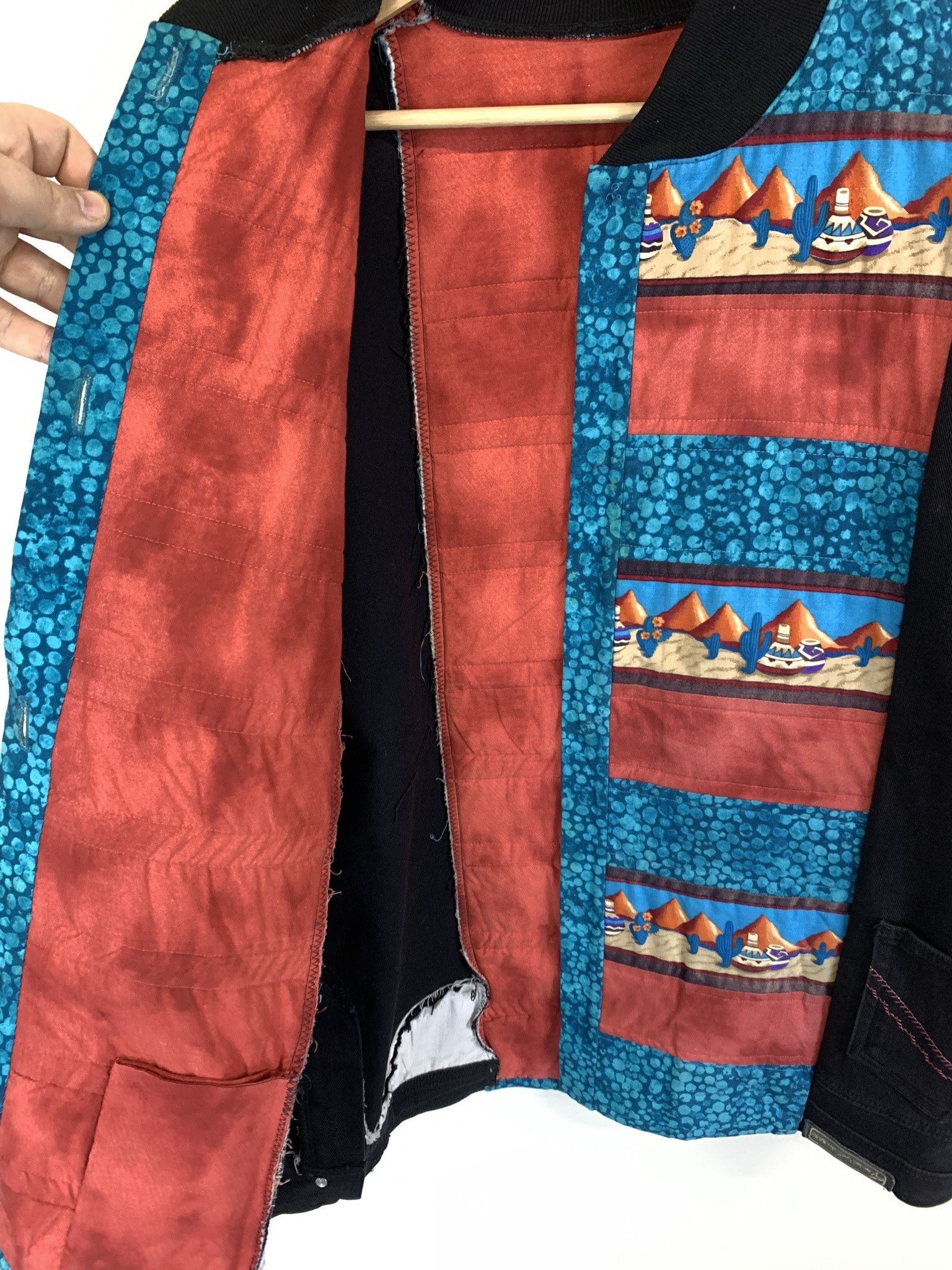 Vintage Vintage 90s Hand Made Western Art Cut and Sew Denim Jacket Size L Size US L / EU 52-54 / 3 - 4 Thumbnail