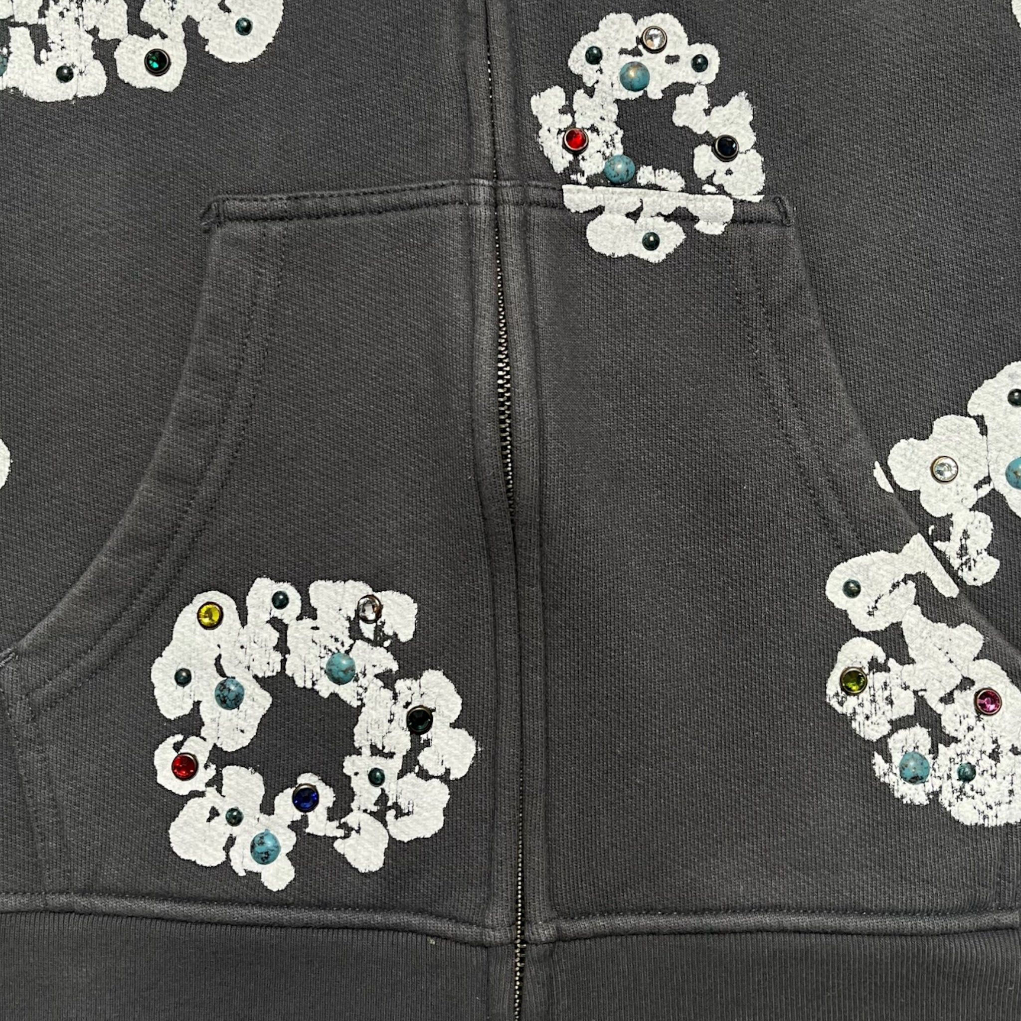 DENIM TEARS Rhinestone Wreath Zip Hooded Sweatshirt Black Size US XXL / EU 58 / 5 - 3 Thumbnail