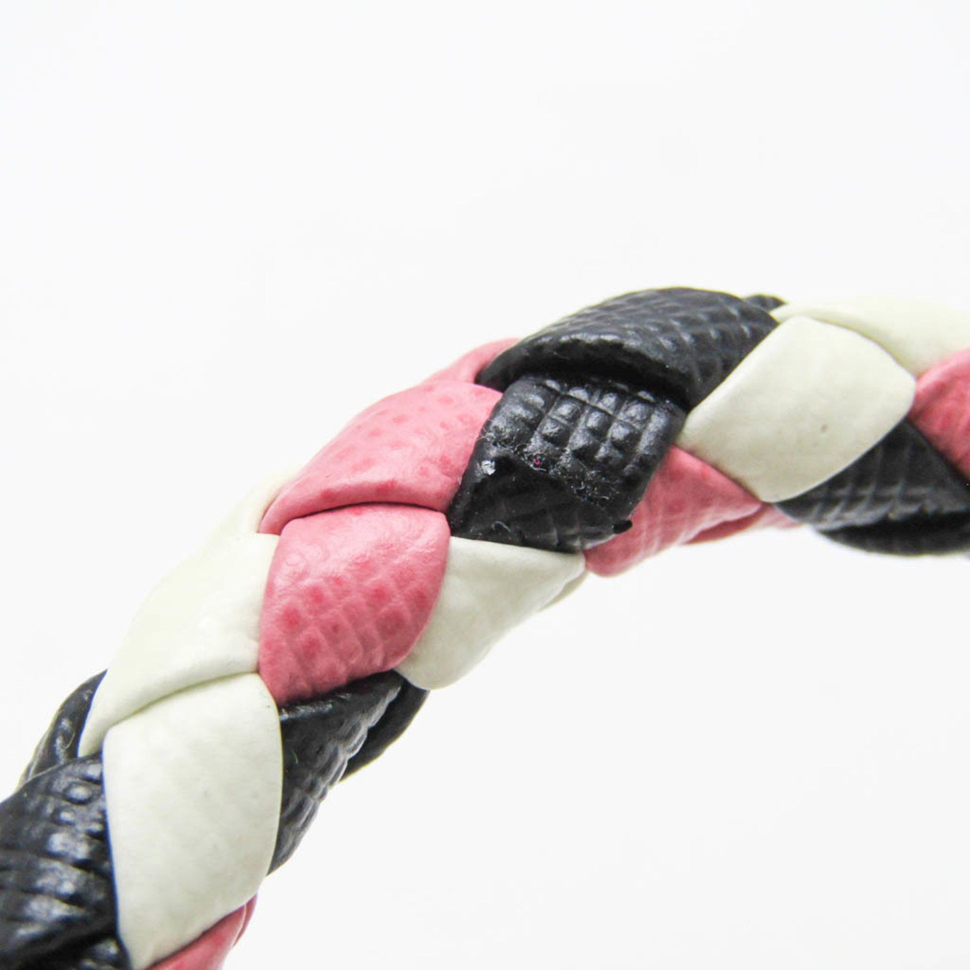 Prada Prada Braiding Leather,Metal Charm Bracelet Black,Pink,White Size ONE SIZE - 3 Thumbnail